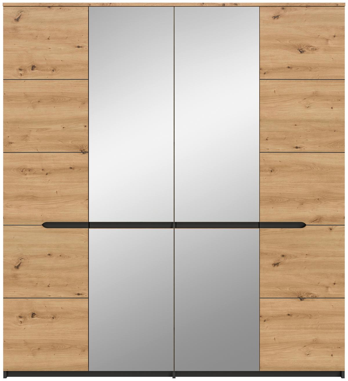 Drehtürenschrank CANU Eiche Artisan, Grau - Eiche Artisan/Grau, MODERN, Glas/Holzwerkstoff (180/198/59cm) - MID.YOU