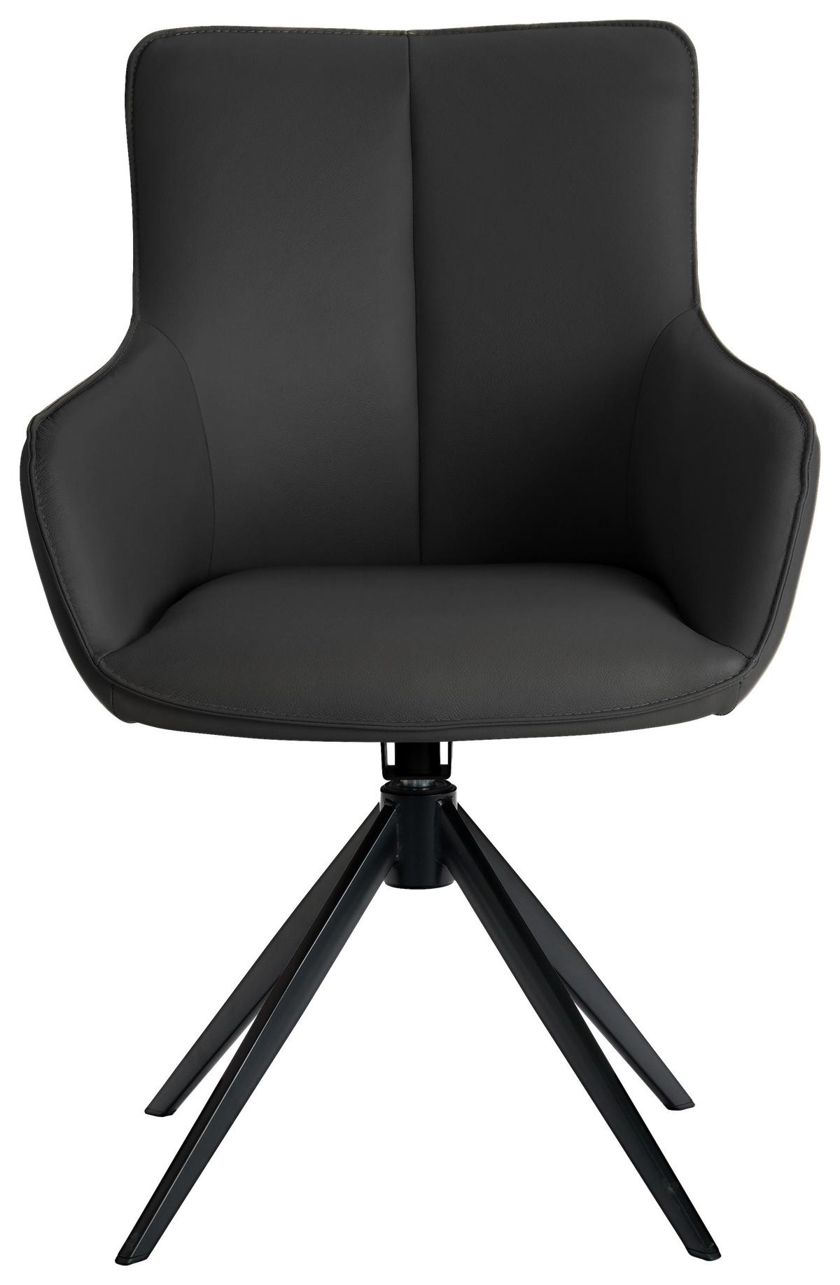 KRZESŁO Z PODŁOKIETNIKAMI YUKI -EXKLUSIV- - czarny, Design, skóra/metal (64/87/60cm) - Novel