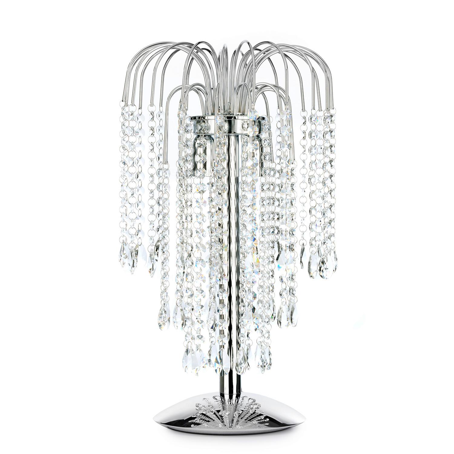 Kristall-Tischleuchte Pioggia Chromfarben max. 6 Watt - Chromfarben, LIFESTYLE, Glas/Metall (25/50cm)