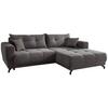 Wohnlandschaft Restato Grau Cord - Schwarz/Grau, MODERN, Holz/Textil (246/177cm) - MID.YOU