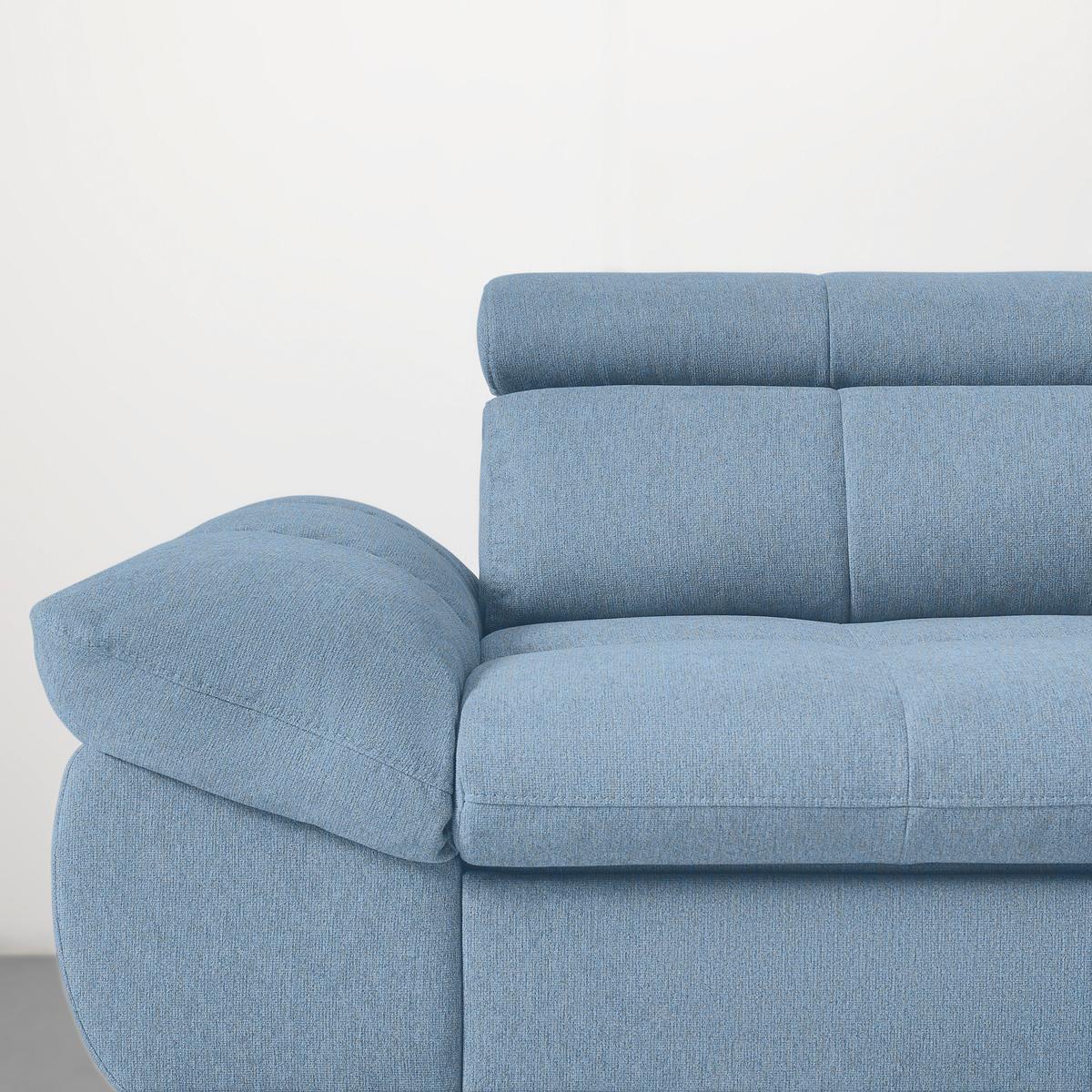 Wohnlandschaft Alberto Hellblau - Schwarz/Hellblau, MODERN, Textil/Metall (201/78/296cm) - Mömax
