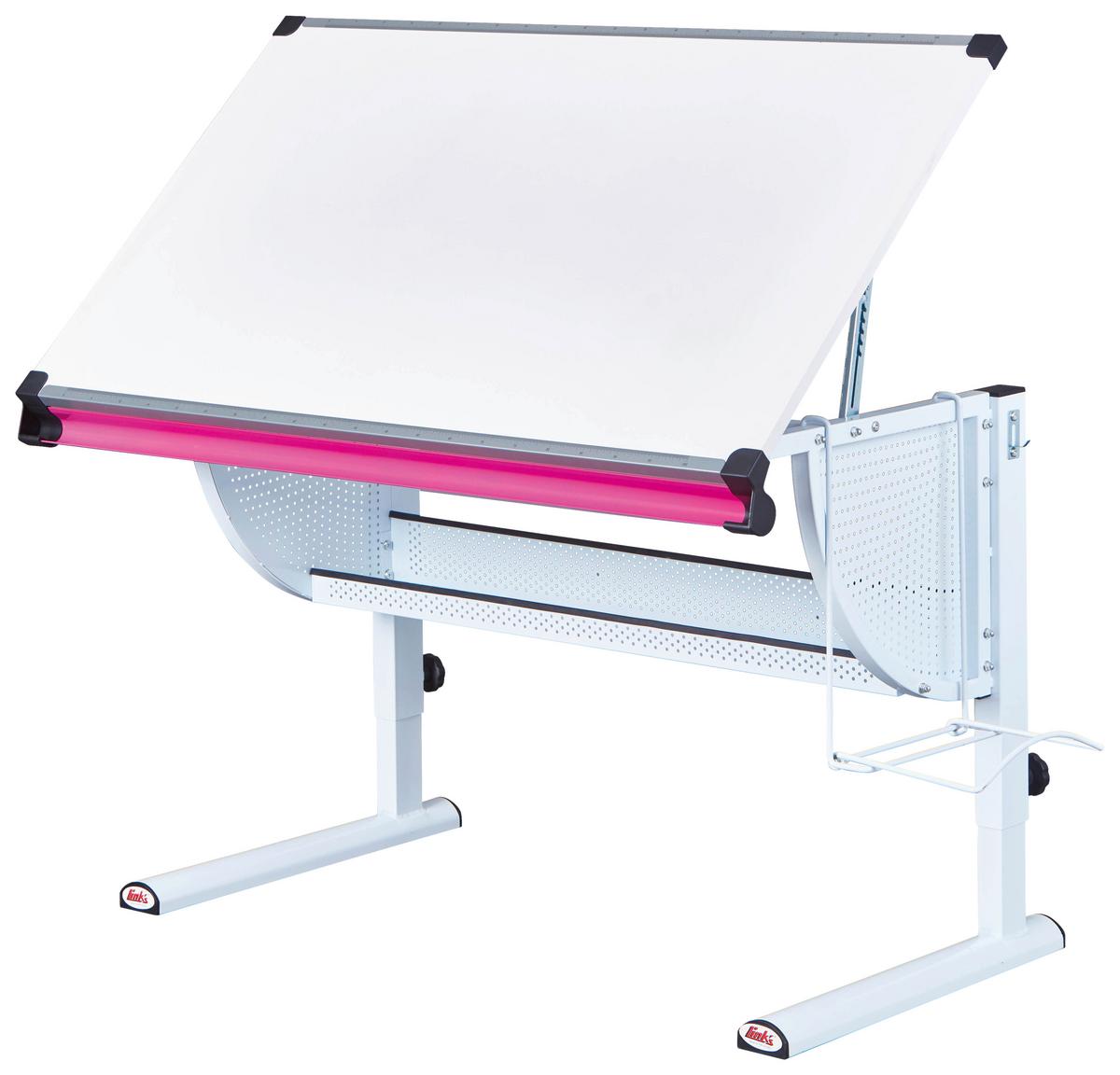 Schreibtisch Matts ca. 118x73 cm Weiß/Pink/Grün - Pink/Weiß, MODERN, Holzwerkstoff/Metall (118/73/63cm) - MID.YOU