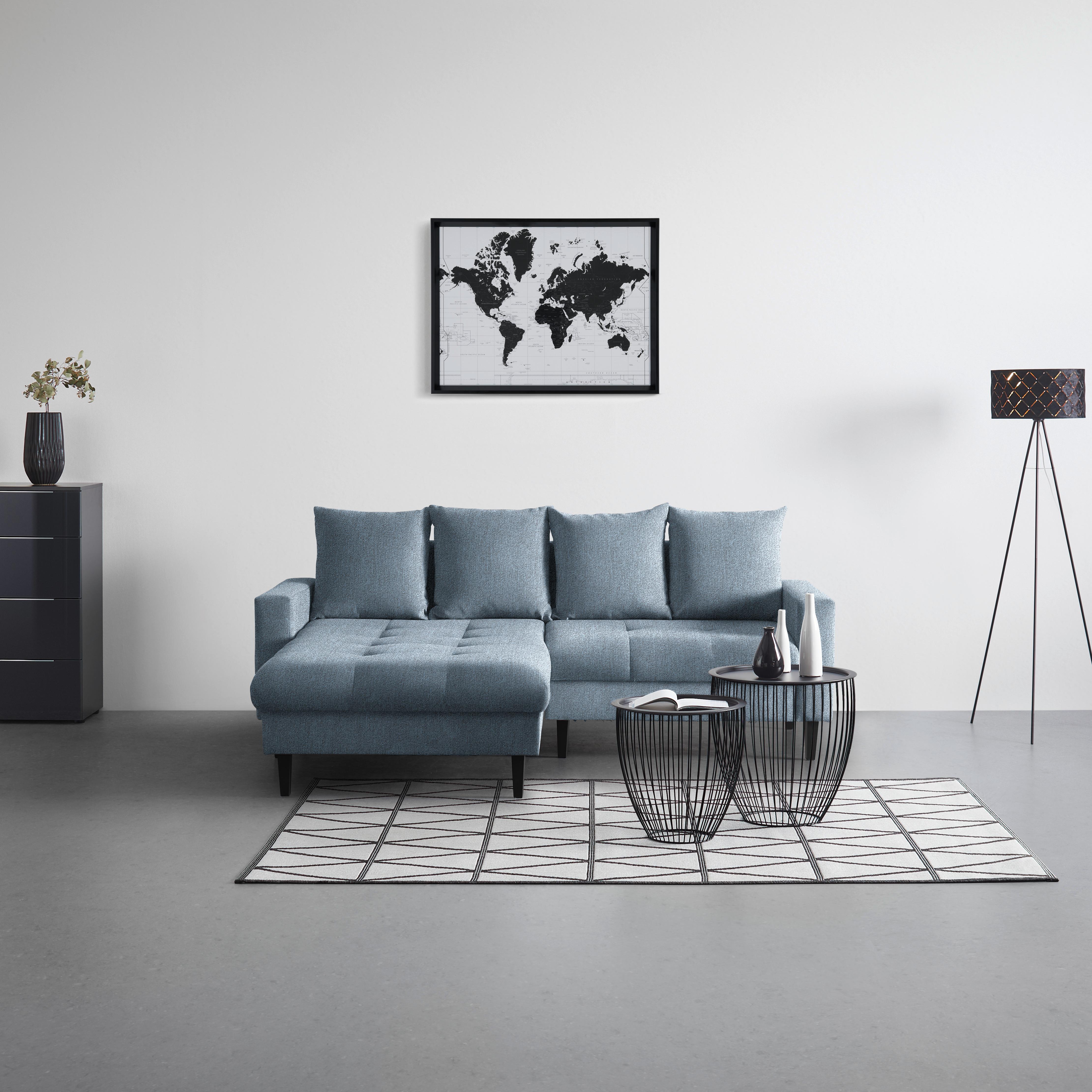 Ecksofa Boston Hellblau - Schwarz/Hellblau, KONVENTIONELL, Holz/Textil (215/92/160cm) - Based