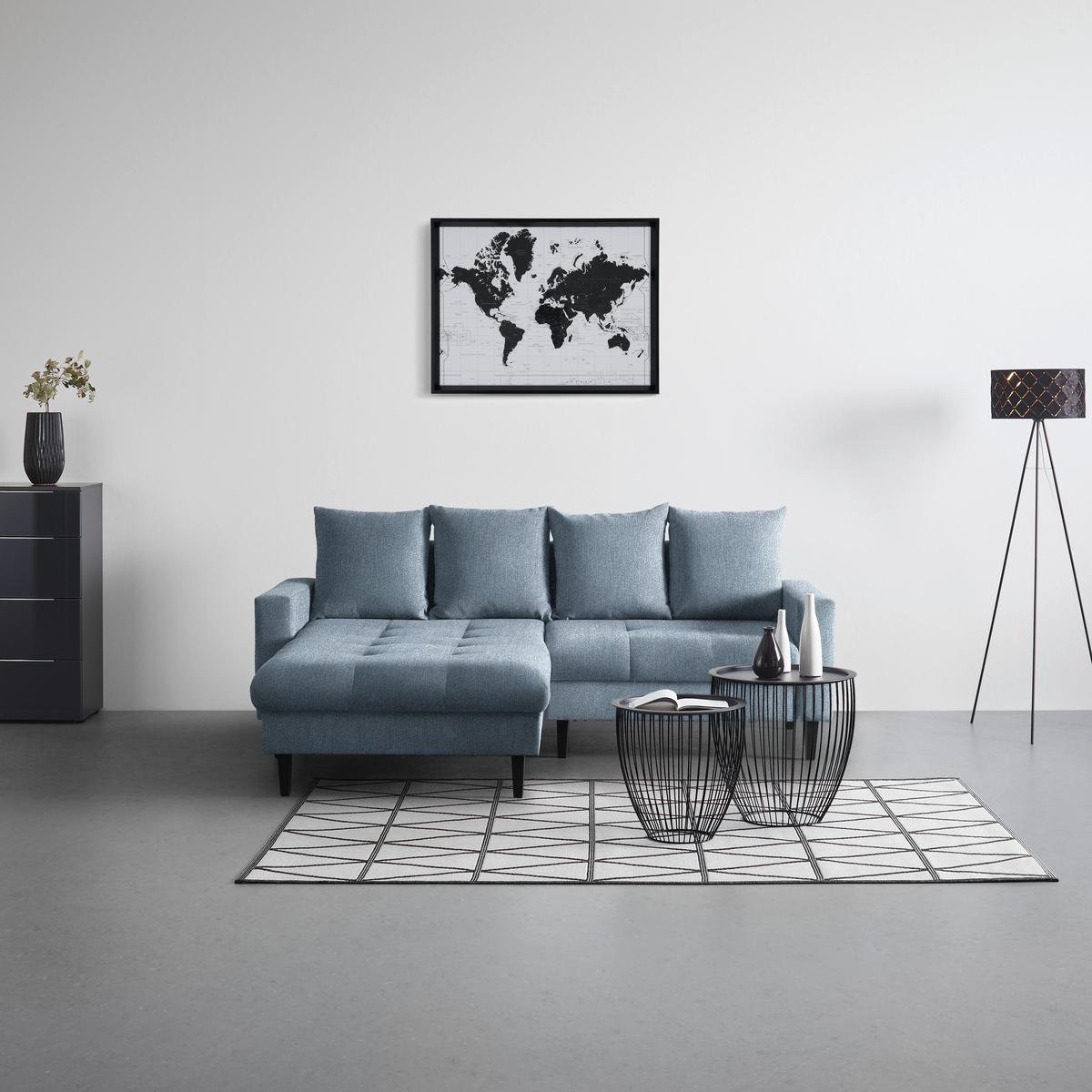 Ecksofa Boston Hellblau - Schwarz/Hellblau, KONVENTIONELL, Holz/Textil (215/92/160cm) - Based