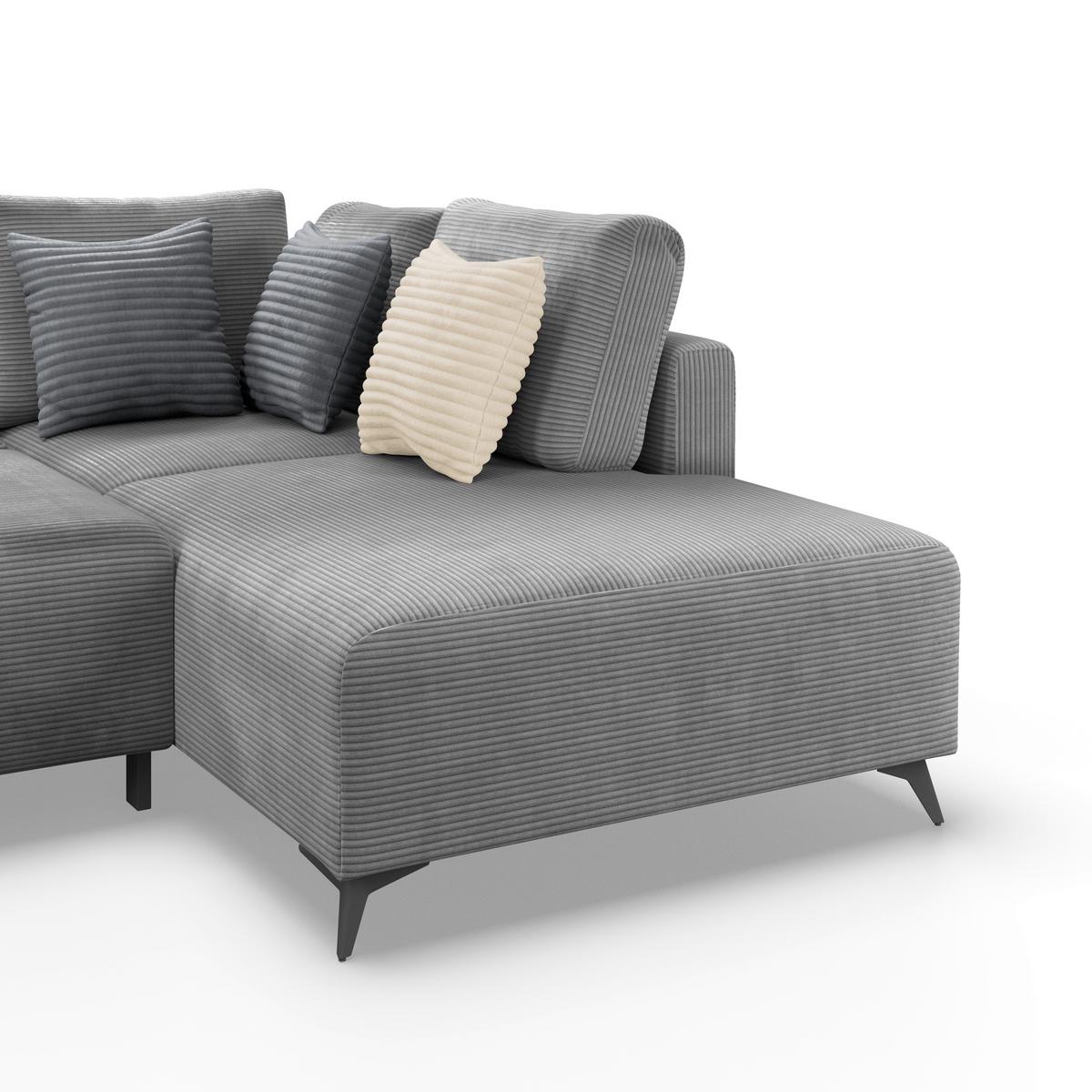 Kutna Garnitura Viktor - siva/crna, Moderno, tekstil/metal (270/212cm)