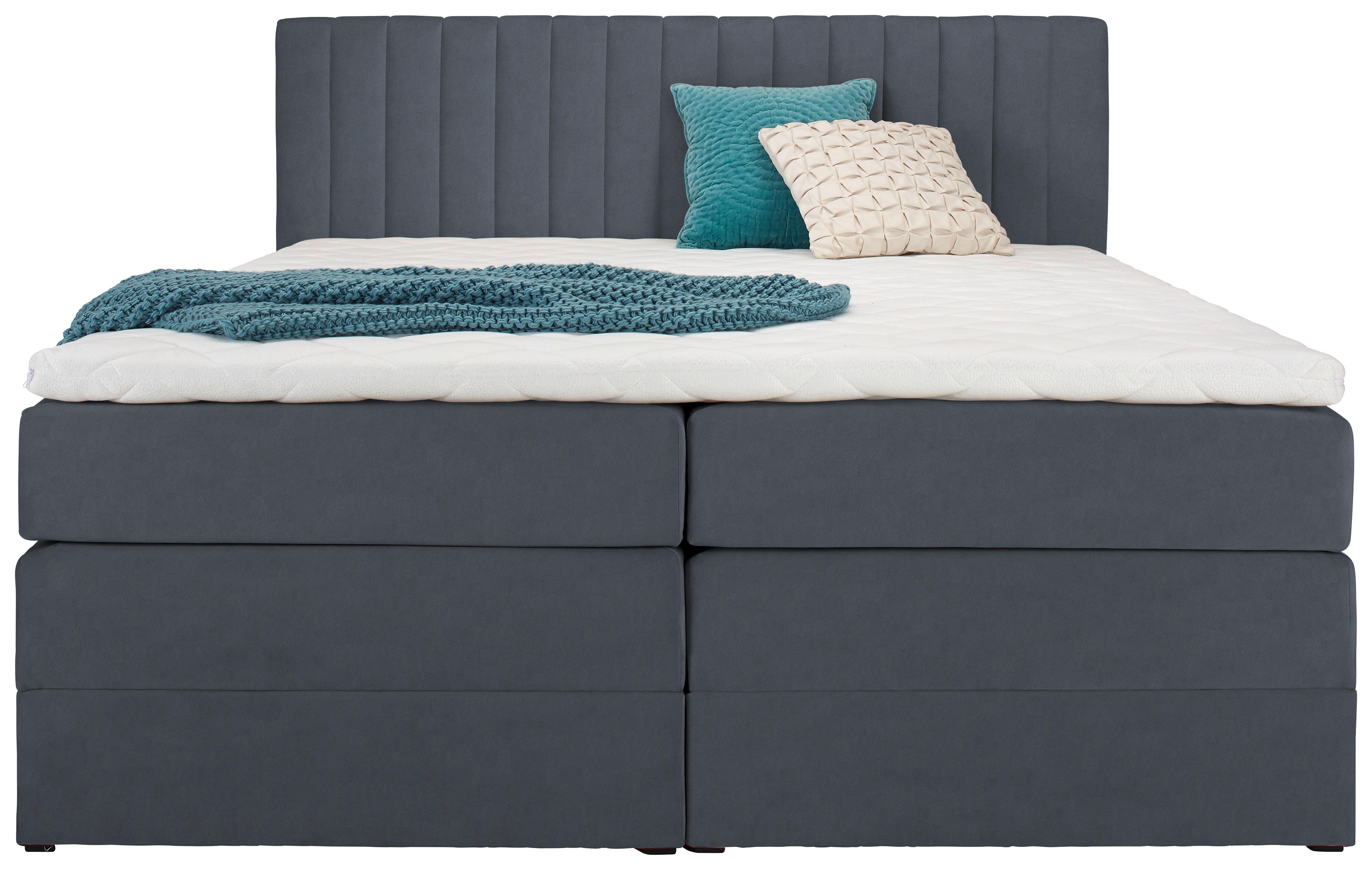Boxspringbett Simon in Dunkelgrau ca. 180x200cm - Dunkelgrau/Schwarz, KONVENTIONELL, Holz/Holzwerkstoff (180/200cm) - Premium Living