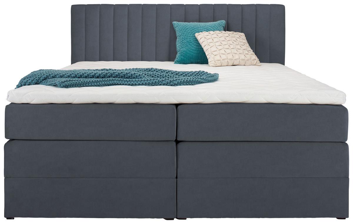 Postelja Boxspring Simon, Temno Siva, 180x200 - temno siva/črna, Konvencionalno, kovina/umetna masa (180/200cm) - Premium Living