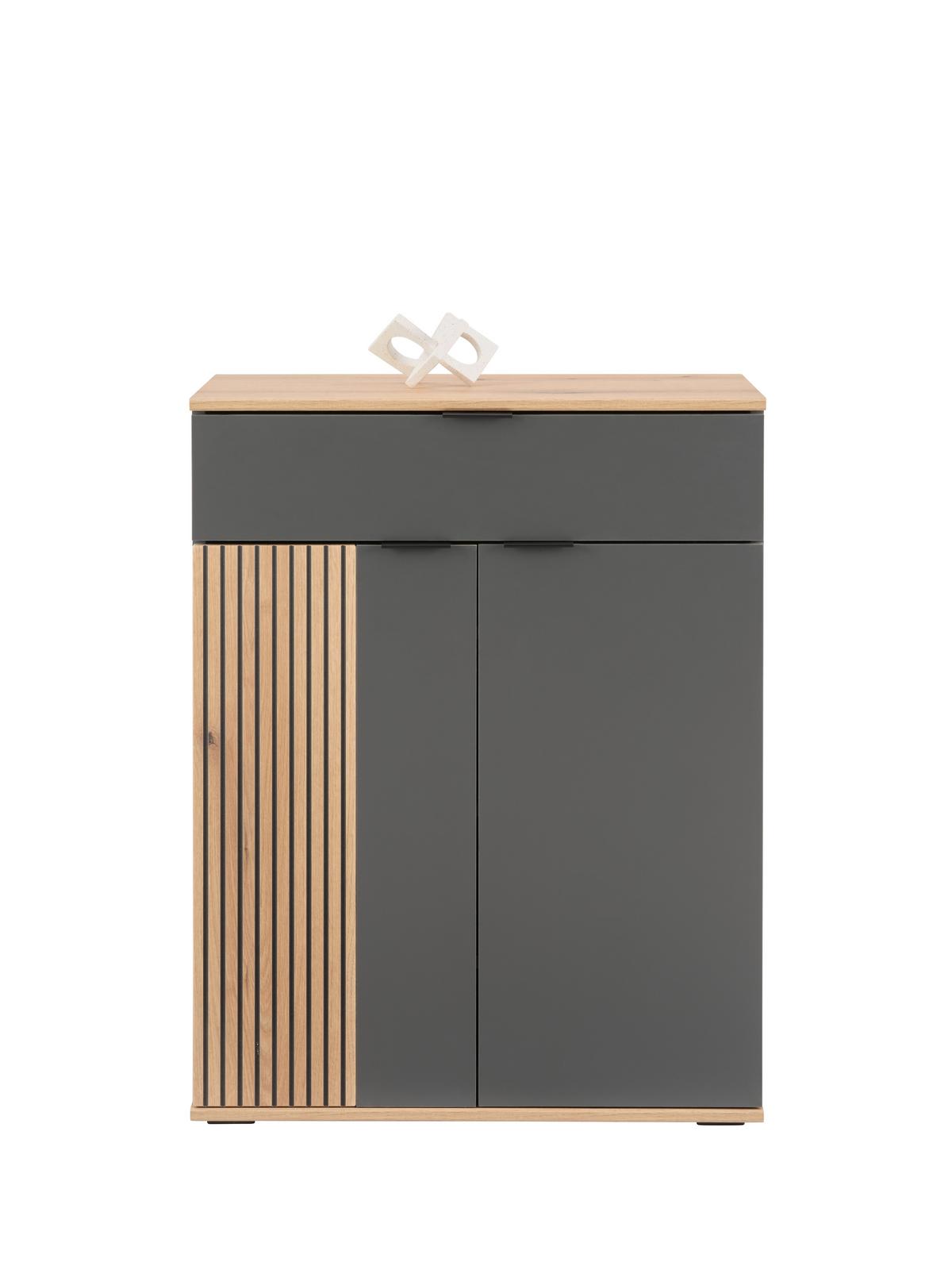 Comodă CLEVER - culoare lemn stejar/antracit, Modern, material pe bază de lemn (70/92/38cm) - Modern Living