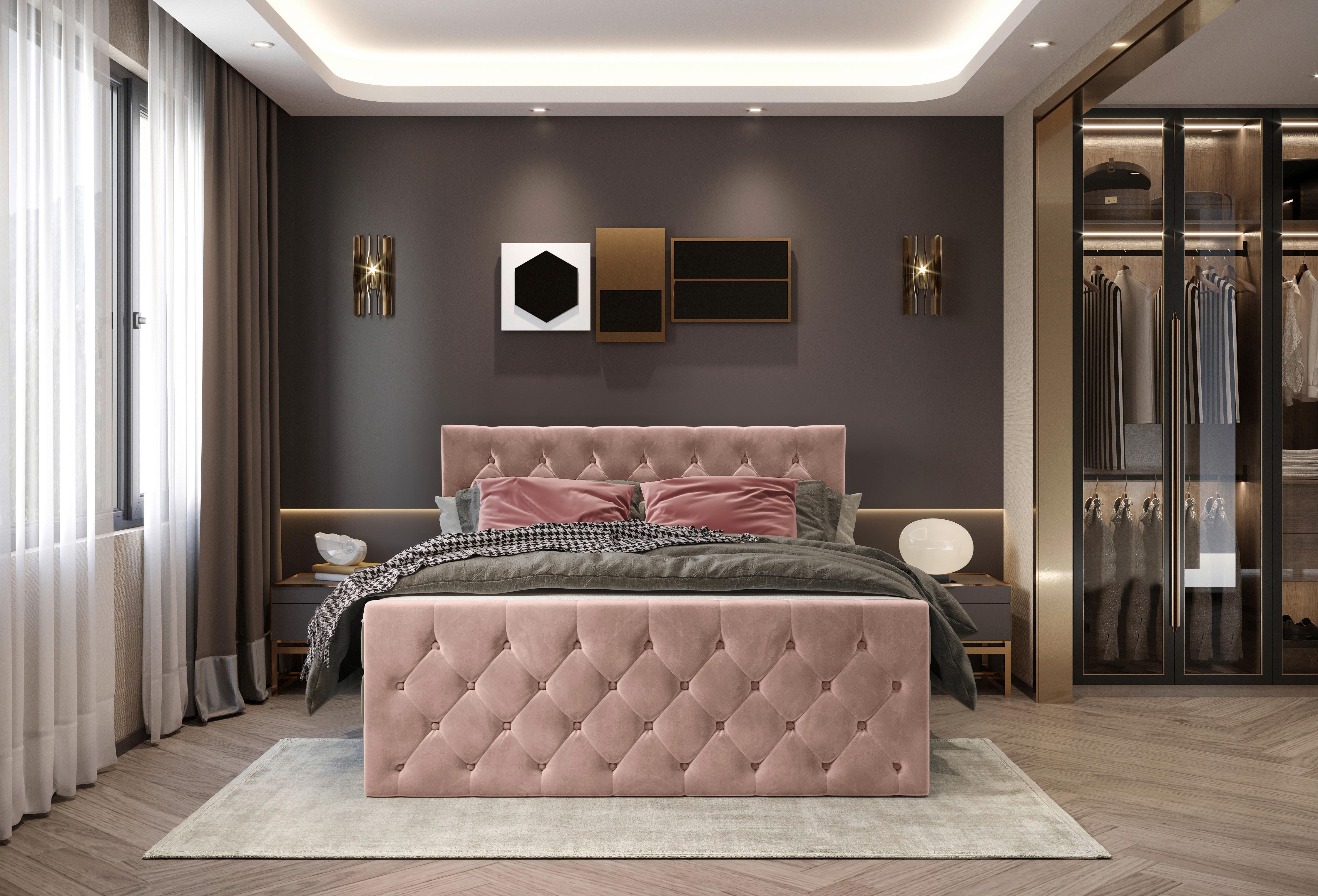 PAT BOXSPRING ELIO - bej/roz antic, Romantik / Landhaus, textil (180/200cm) - James Wood