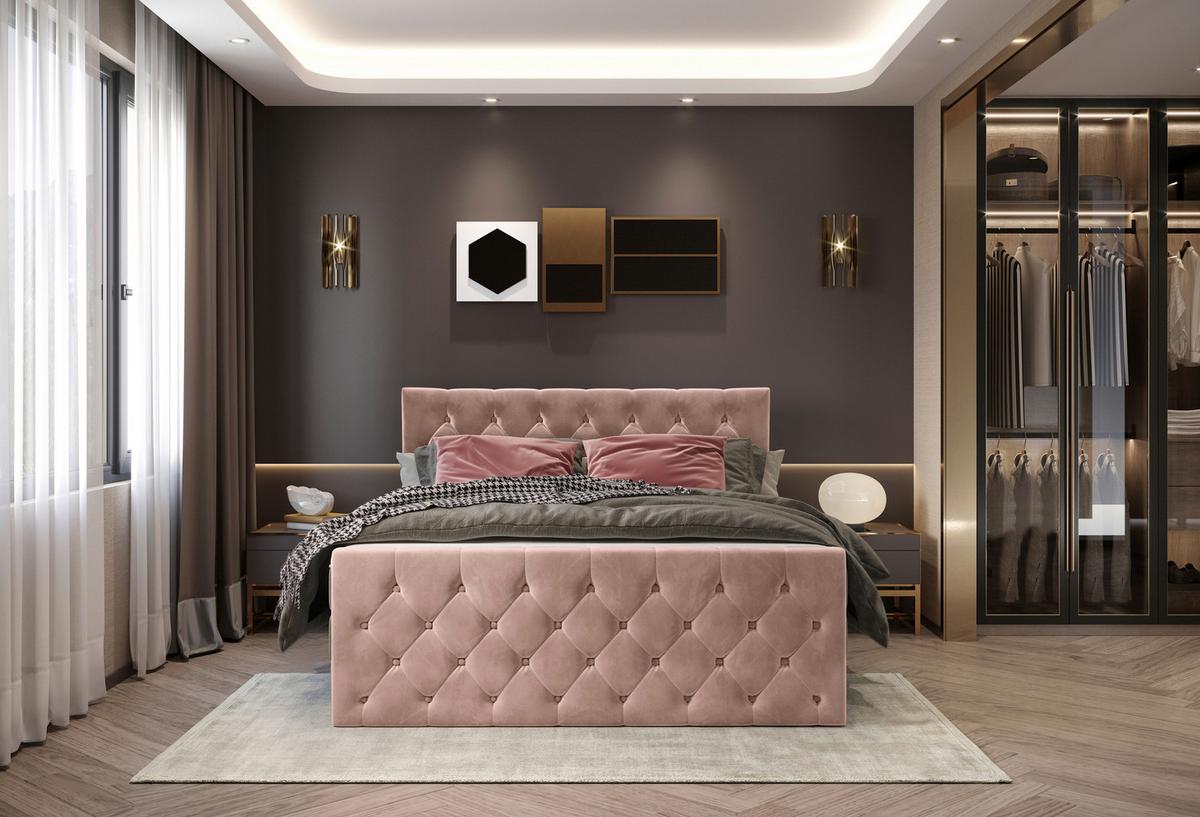 PAT BOXSPRING ELIO - bej/roz antic, Romantik / Landhaus, textil (180/200cm) - James Wood