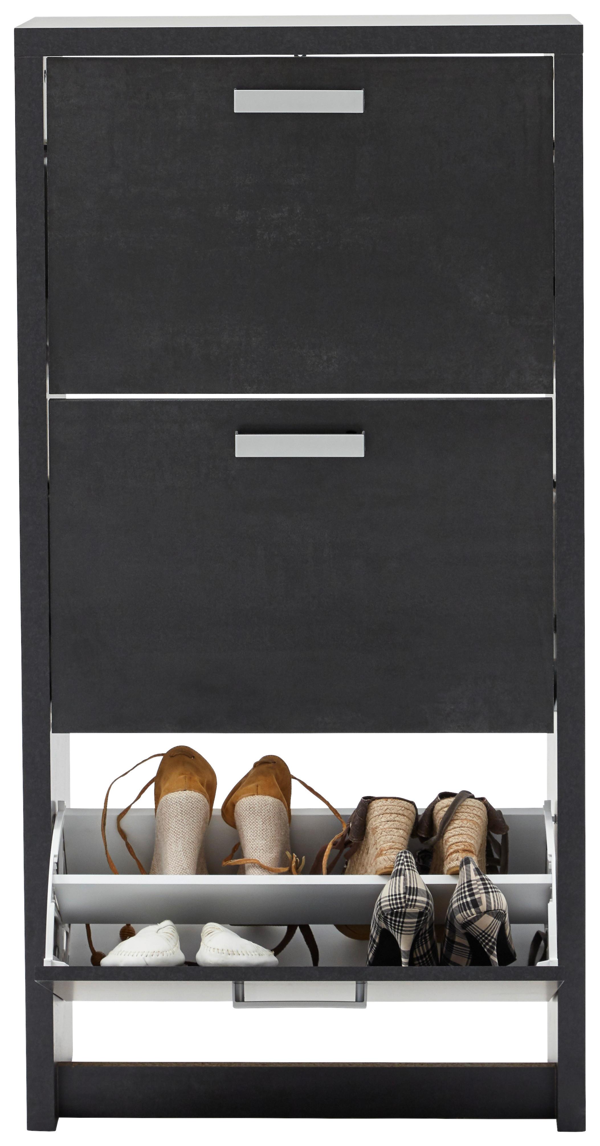 Omara Z Loputami Za Čevlje Big 3 - črna/barve aluminija, Moderno, umetna masa/leseni material (64/125/24cm) - Modern Living