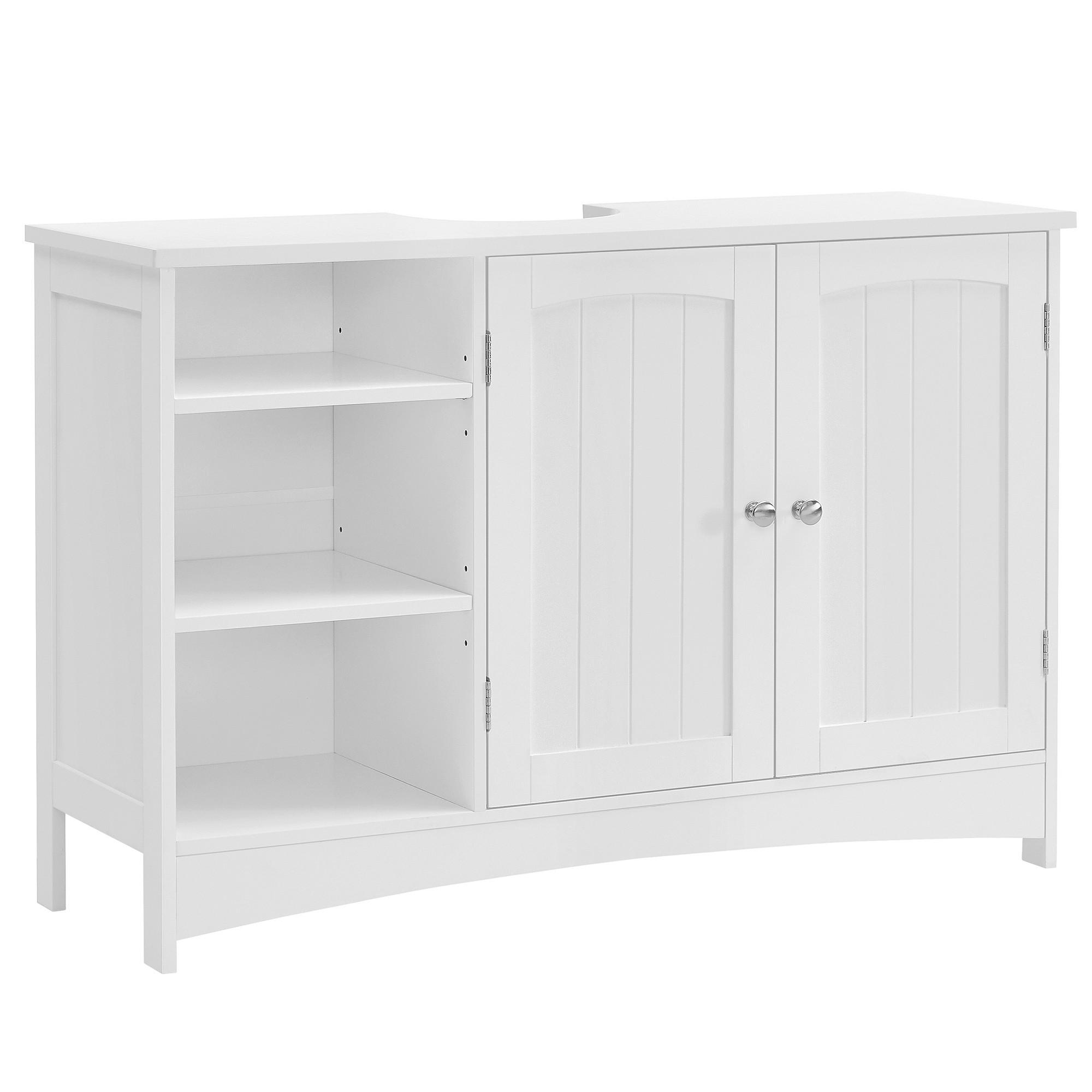 WASCHBECKENUNTERSCHRANK WASHBASIN CABINET - Chromfarben/Weiß, MODERN, Holzwerkstoff/Metall (90/60/30cm) - MID.YOU