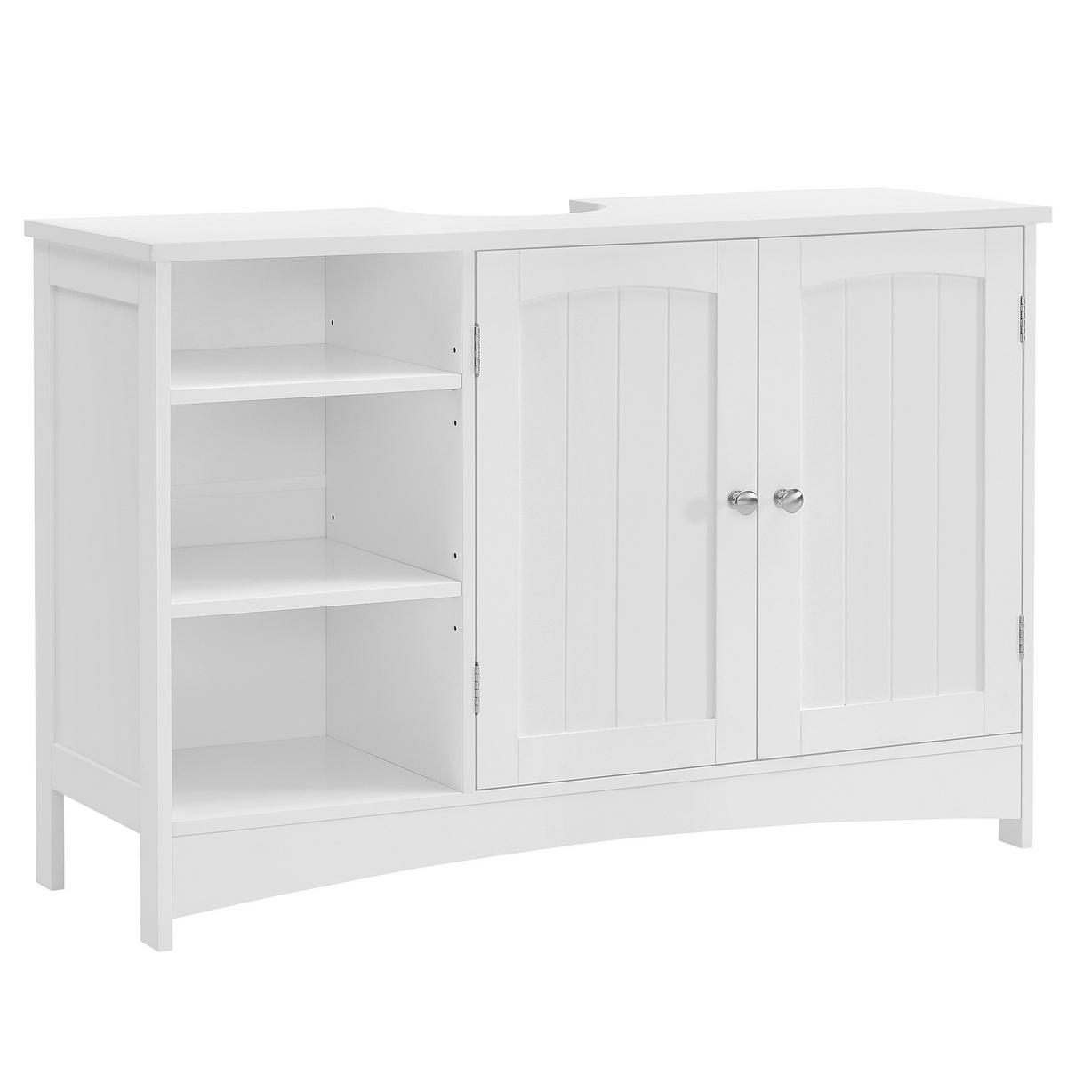 WASCHBECKENUNTERSCHRANK WASHBASIN CABINET - Chromfarben/Weiß, MODERN, Holzwerkstoff/Metall (90/60/30cm) - MID.YOU