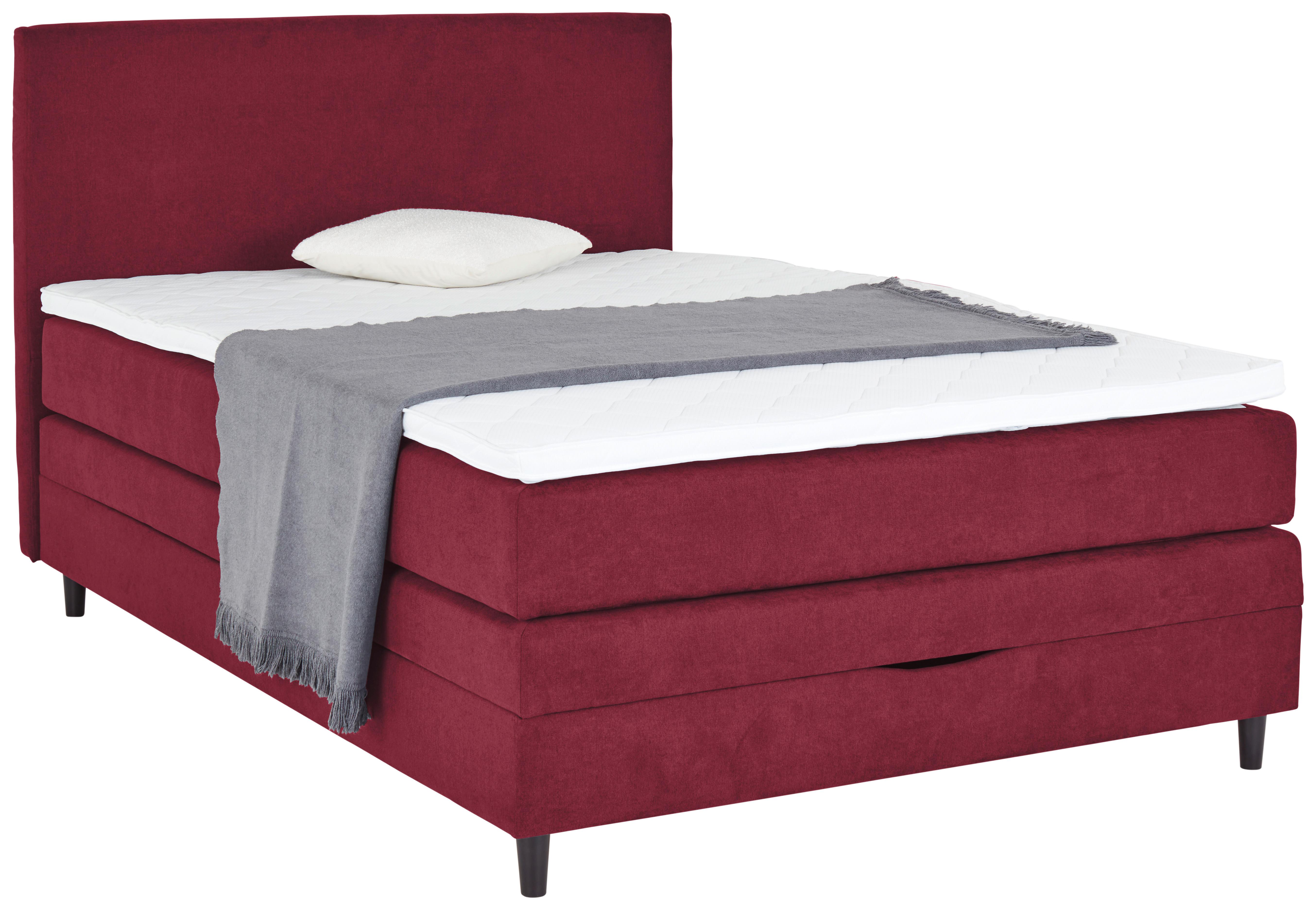 Boxspring Krevet Kleopatra - crvena, Konvencionalno, drvni materijal/tekstil (140/200cm) - Modern Living