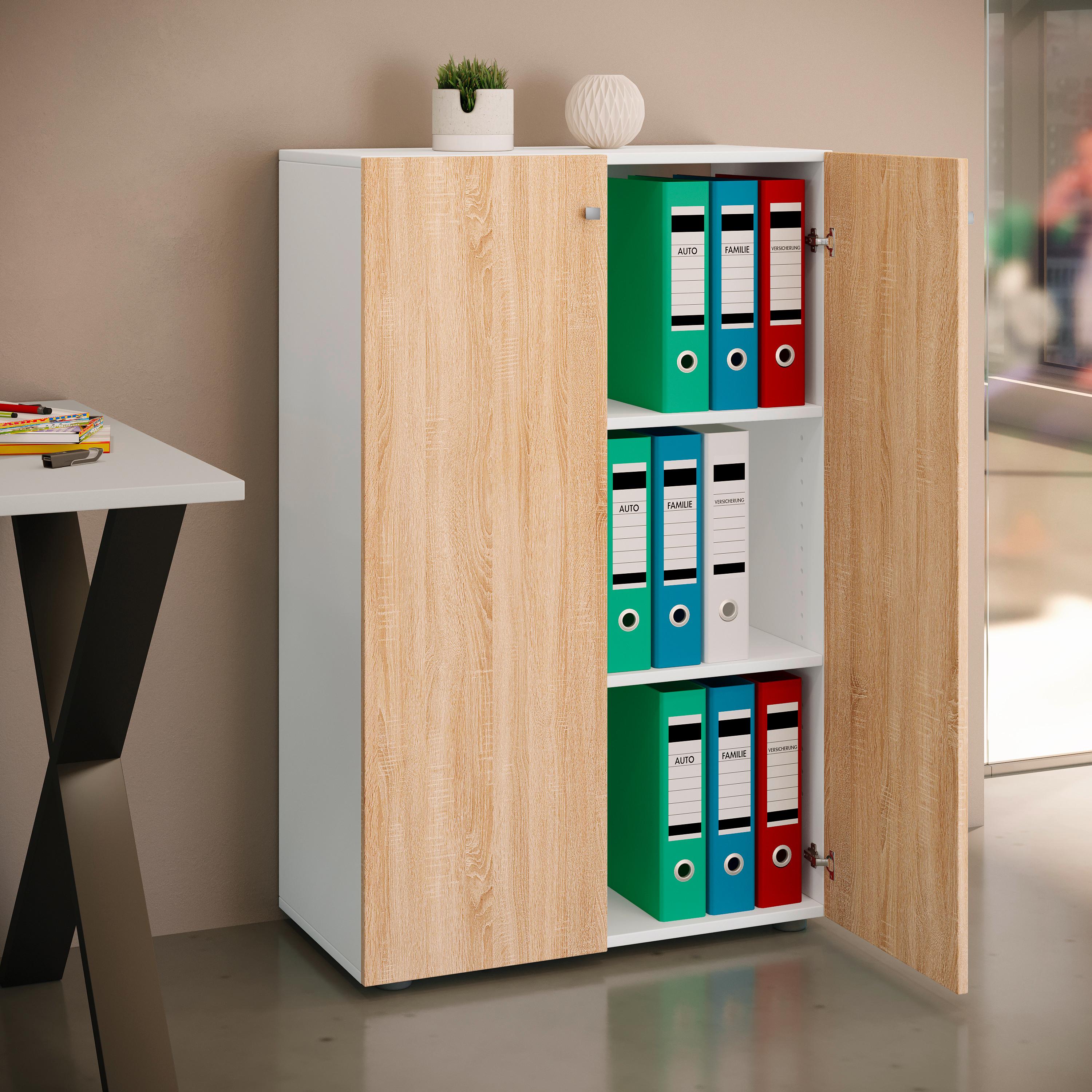 AKTENSCHRANK LONA XL - Weiss/Sonoma Eiche, Design, Holzwerkstoff (70/110/39cm) - MID.YOU