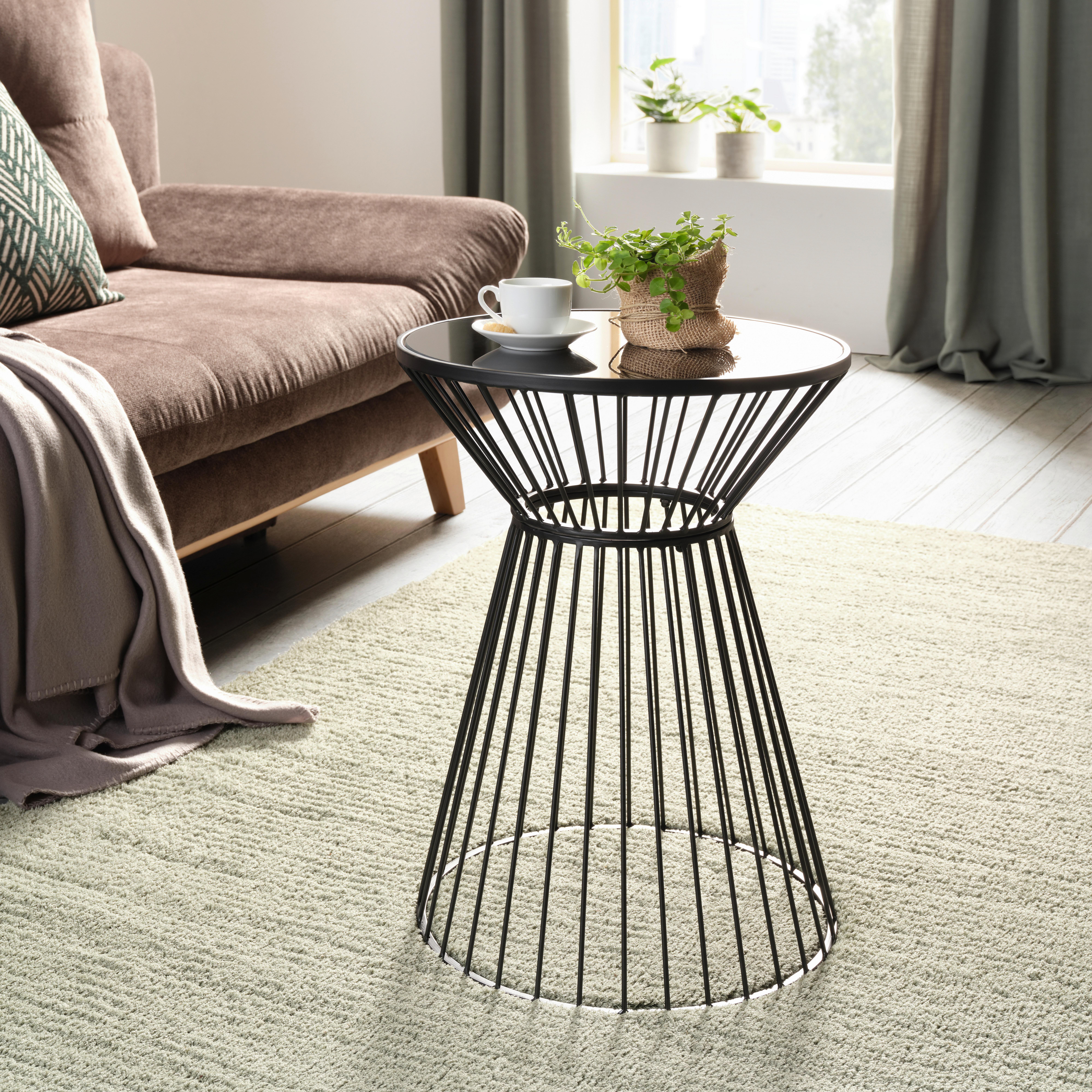 SIDOBORD RAVEN - svart, Modern, metall/glas (40/55cm) - Mömax