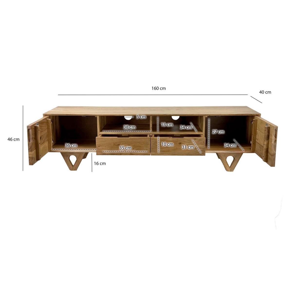 Lowboard Wl7.593 - Akaziefarben, Design, Holz (160/40/46cm) - Livetastic