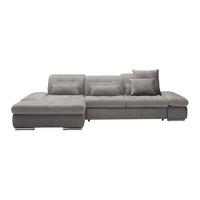Wohnlandschaft Sanfino Silberfarben - Chromfarben/Silberfarben, KONVENTIONELL, Holz/Textil (199/79-96/305cm) - Premium Living