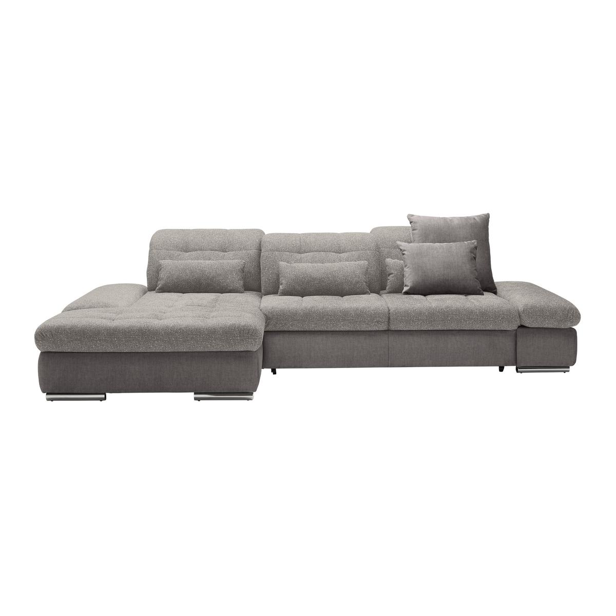 Wohnlandschaft Sanfino Silberfarben - Chromfarben/Silberfarben, KONVENTIONELL, Holz/Textil (199/79-96/305cm) - Premium Living
