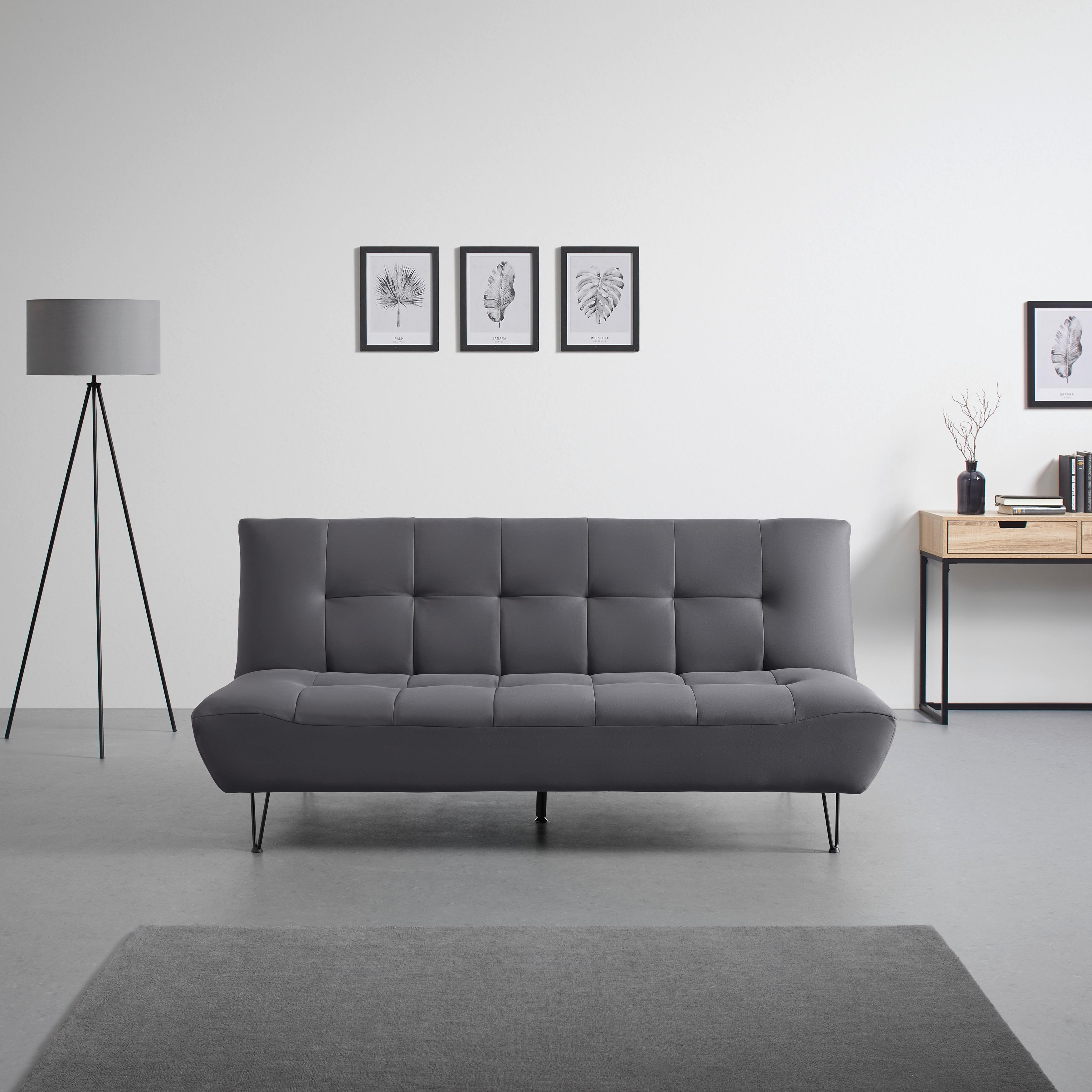 Zofa S Posteljno Funkcijo Geli, Temno Siva - temno siva/črna, Moderno, kovina/tekstil (192/88/97cm) - Bessagi Home