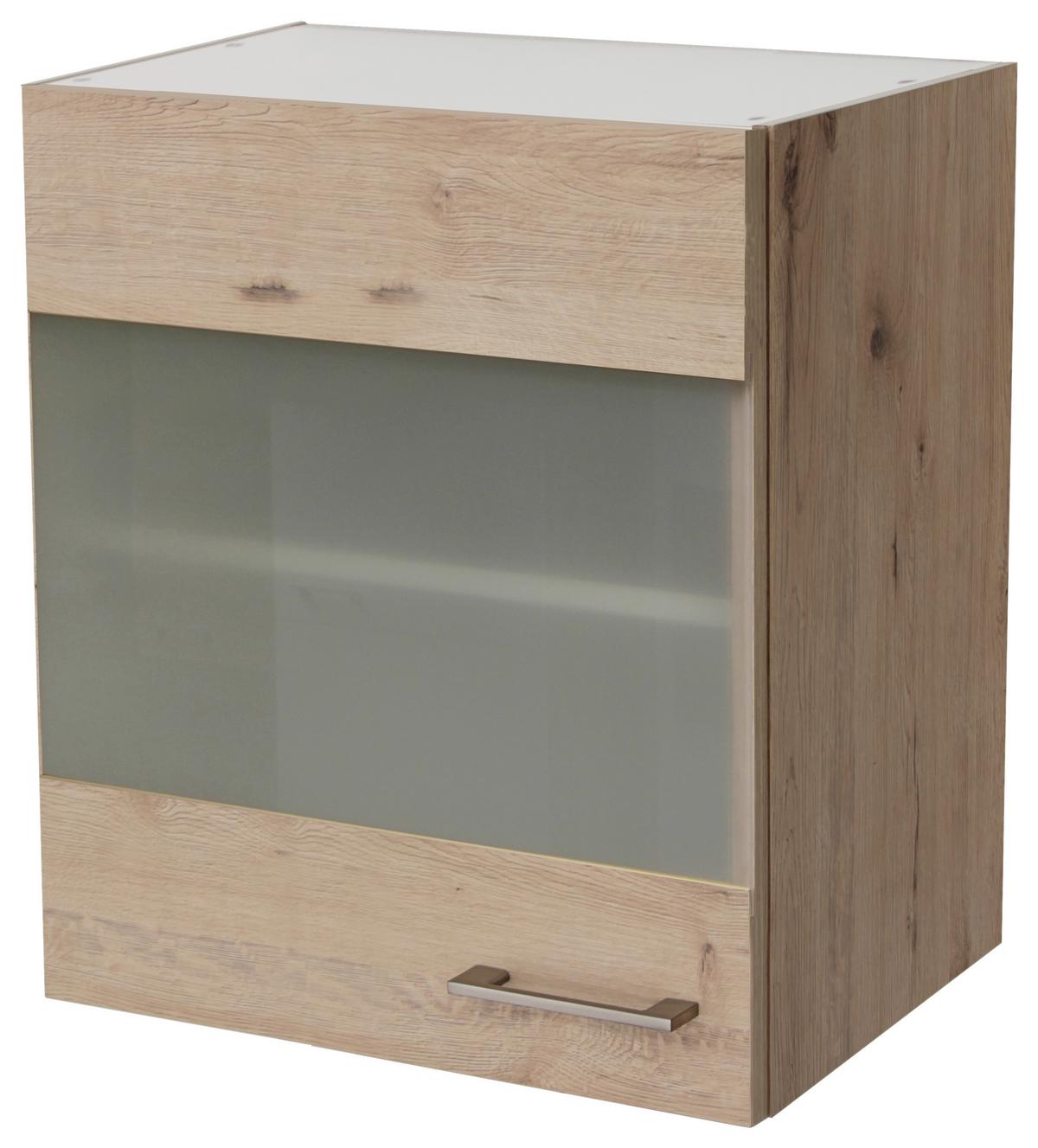 Küchenoberschrank "Riva" , Eiche - Klar/Edelstahlfarben, MODERN, Holzwerkstoff/Metall (50/54,8/32cm) - FlexWell