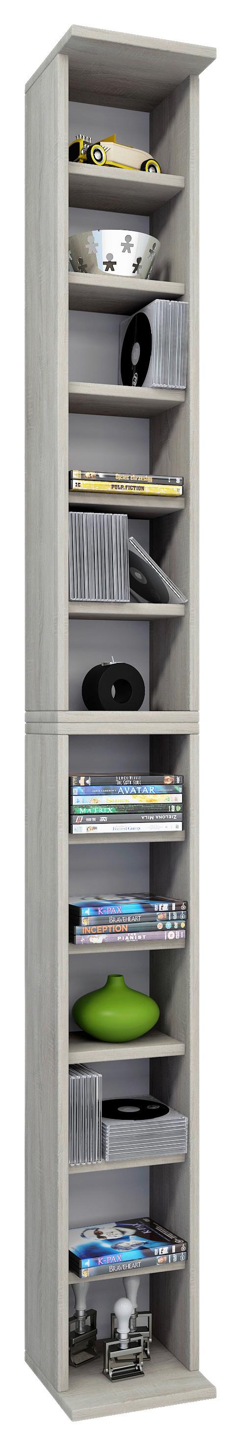 CD-Regal Bigol in Eichefarbe, B: 21 cm - Eichefarben, KONVENTIONELL, Holzwerkstoff (21/183/20cm) - MID.YOU