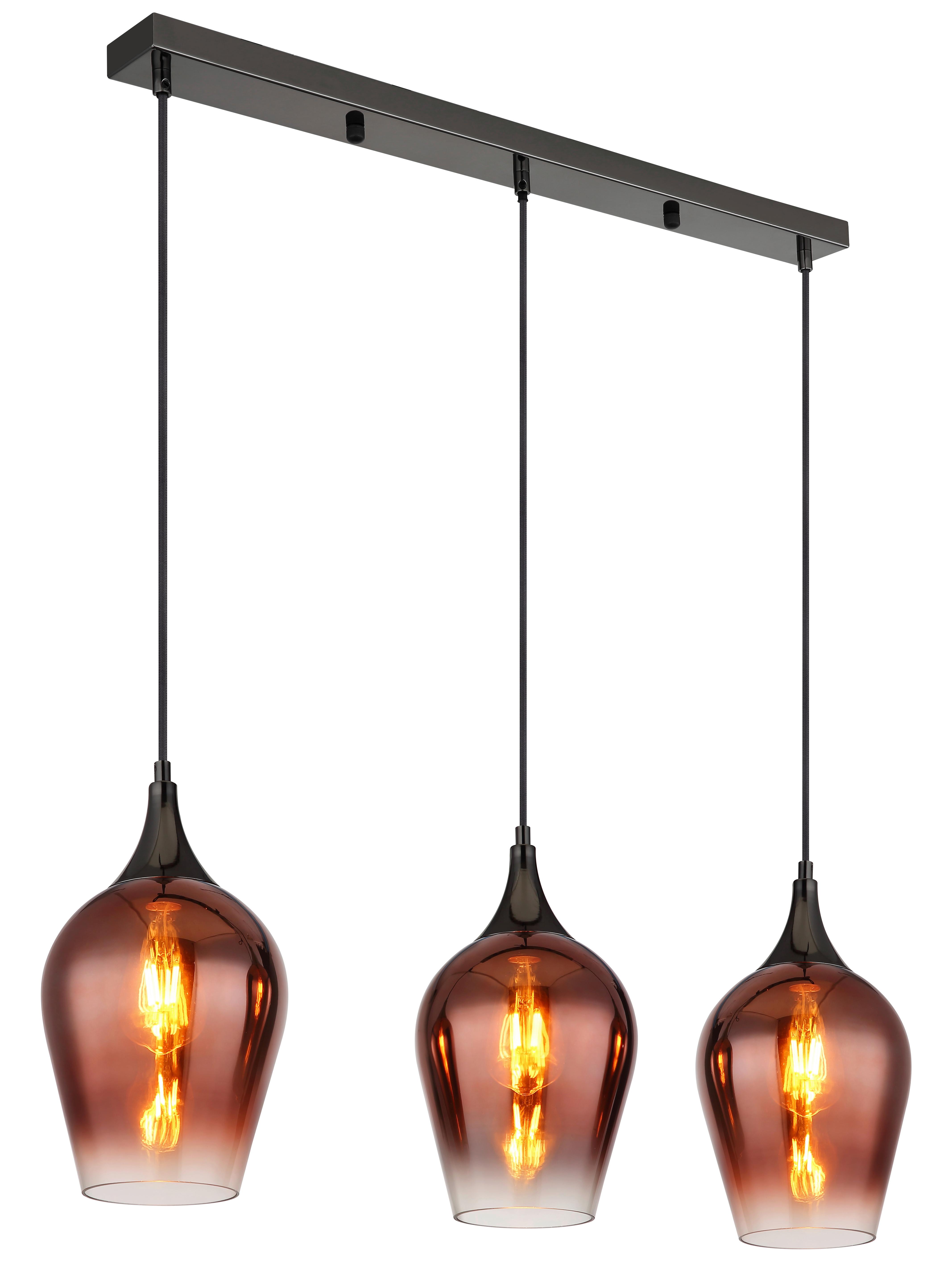 Hängeleuchte Lavus Chromfarben/Klar max. 60 Watt - Klar/Chromfarben, KONVENTIONELL, Glas/Metall (83/18/120cm) - Globo