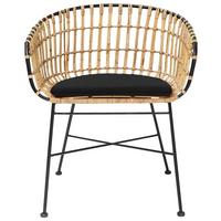 FOTEL RATTANOWY BEIRUT - kolor naturalny/czarny, Natur, materiały naturalne/metal (56/79/65cm) - Livetastic