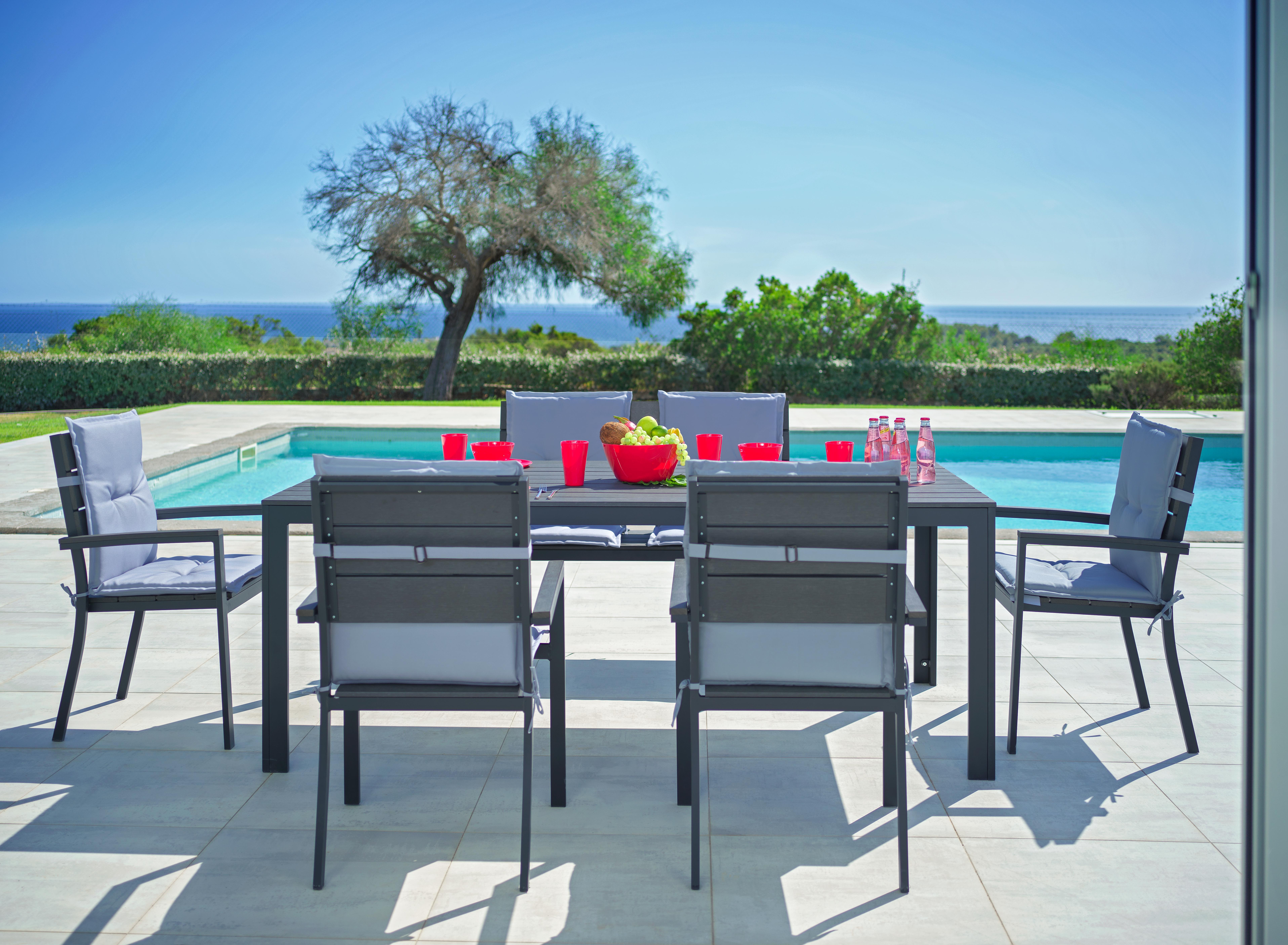 Gartentisch Sammy in Grau - Grau, Kunststoff/Metall (200/74/100cm) - Mömax modern living