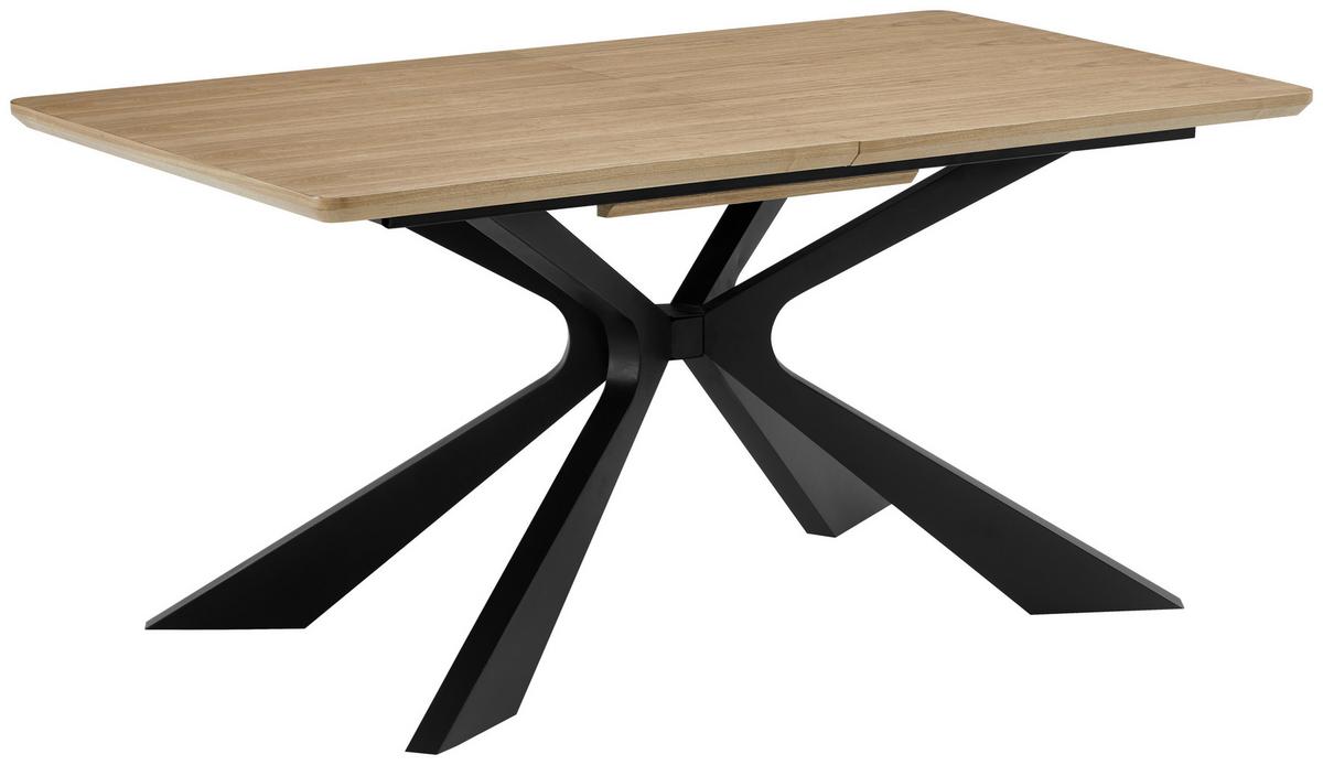 Raztegljiva Miza Lulea, Barva Hrasta, Črna, 160-210x90 - črna/barve hrasta, Moderno, kovina/leseni material (160-210/90/76cm) - P & B