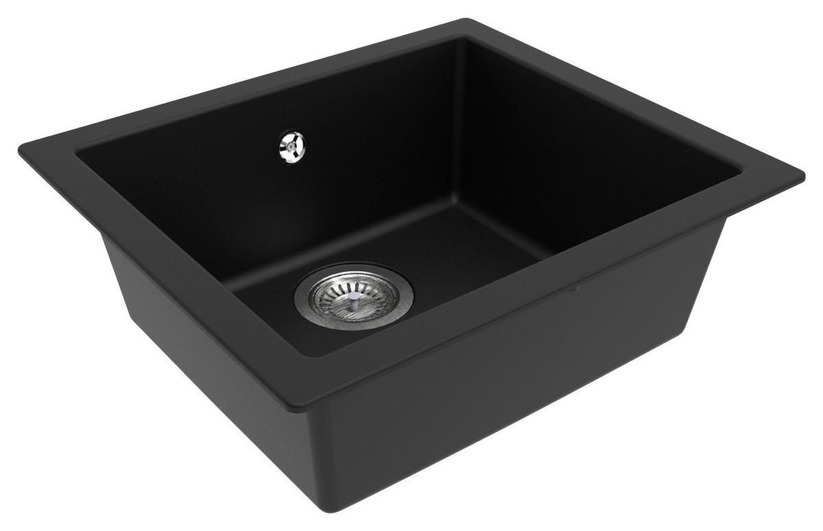 Einbauspüle Ohio ca. 50x19x44 cm Schwarz - Schwarz, Trend, Glas/Kunststoff (50/19/44cm) - Respekta