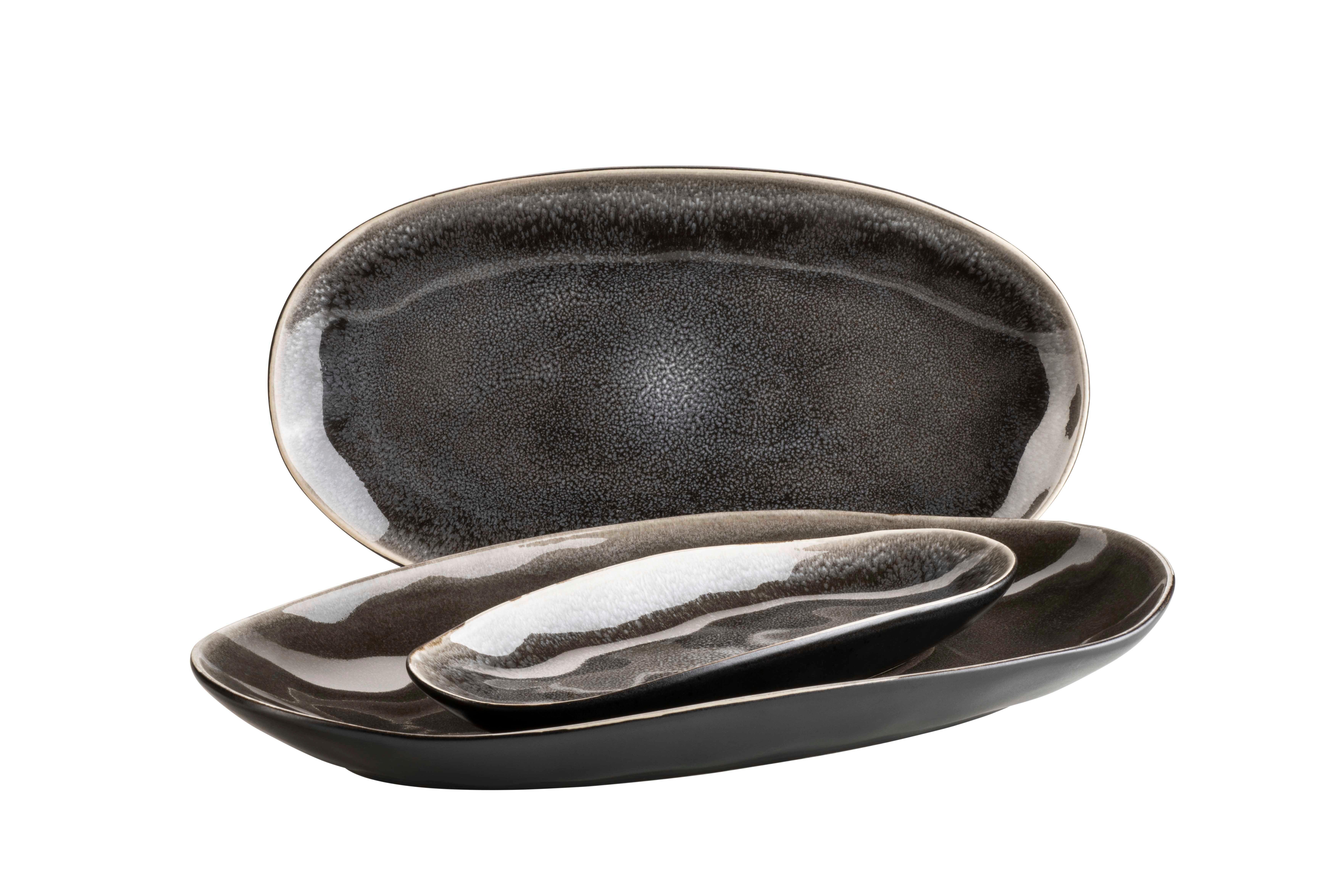 Servierplatten-set Niara Organic - Schwarz/Braun, Basics, Keramik - Mäser