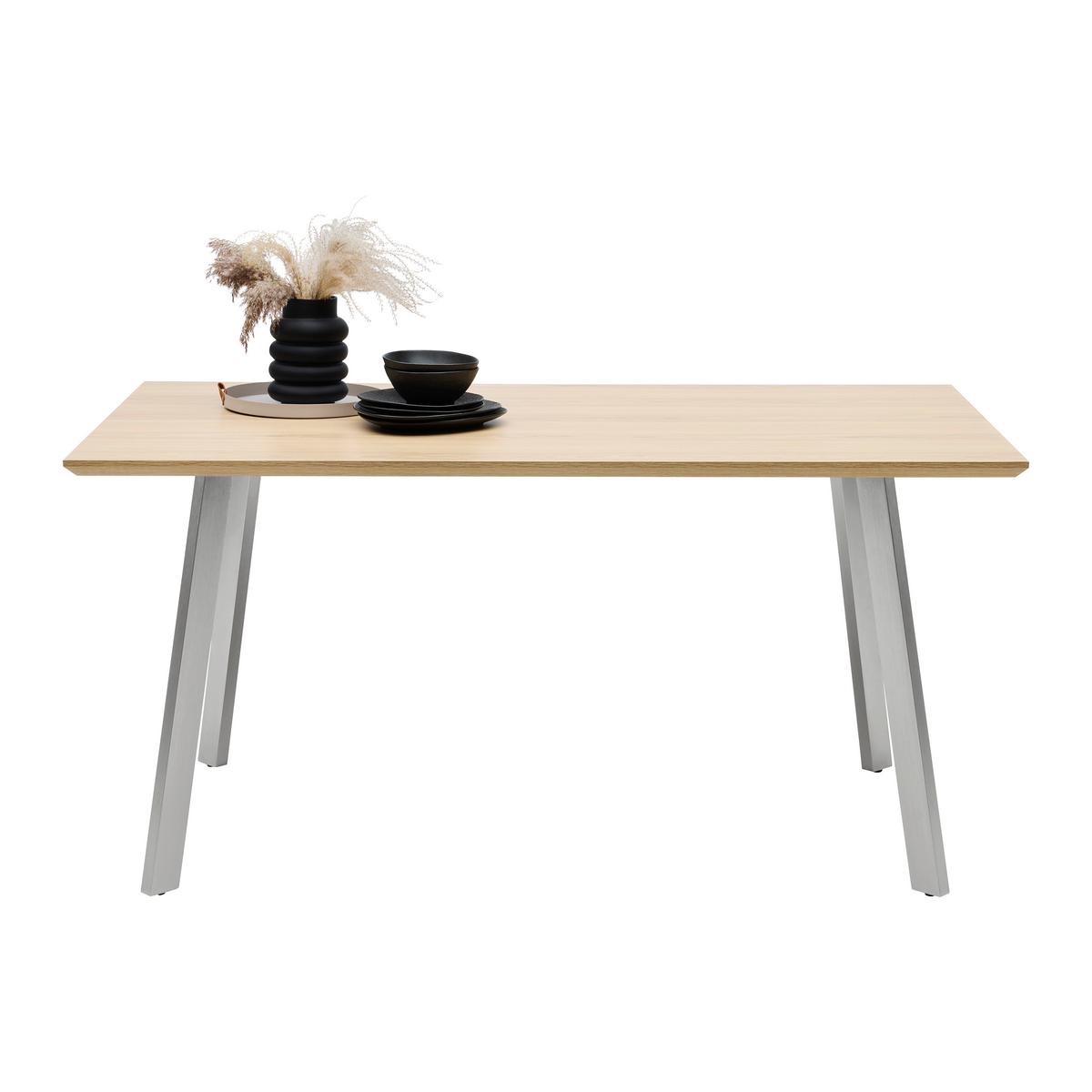 Esstisch Velasca Eichefarben/edelstahlfarben - Edelstahlfarben/Eichefarben, Design, Holzwerkstoff/Metall (160/76/90cm) - Mömax