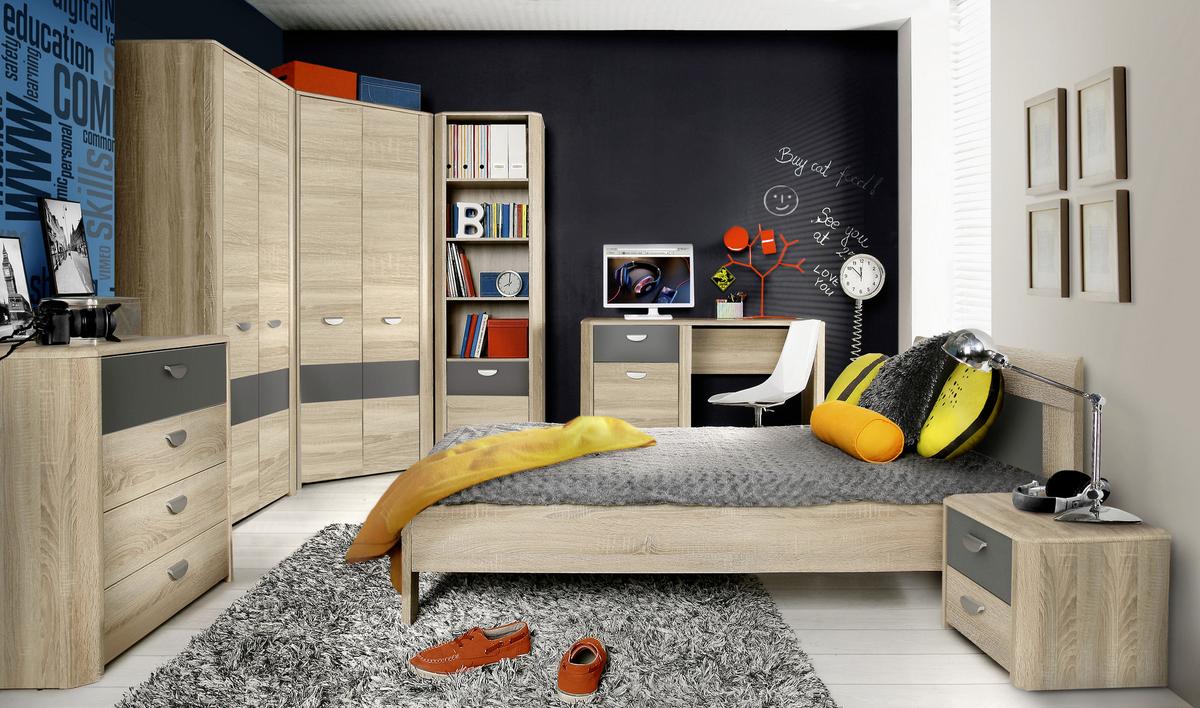 Pisalna Miza Yoop, Barva Hrasta, Antracit - barve hrasta/barve aluminija, Design, leseni material (130/58/74cm) - Carryhome