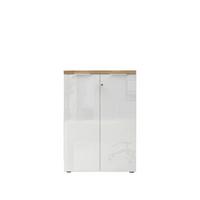 Schrank Easy Office Eichefarben/Weiß Hochglanz - Weiß Hochglanz/Eichefarben, MODERN, Holzwerkstoff/Metall (81/116/34cm) - Mömax