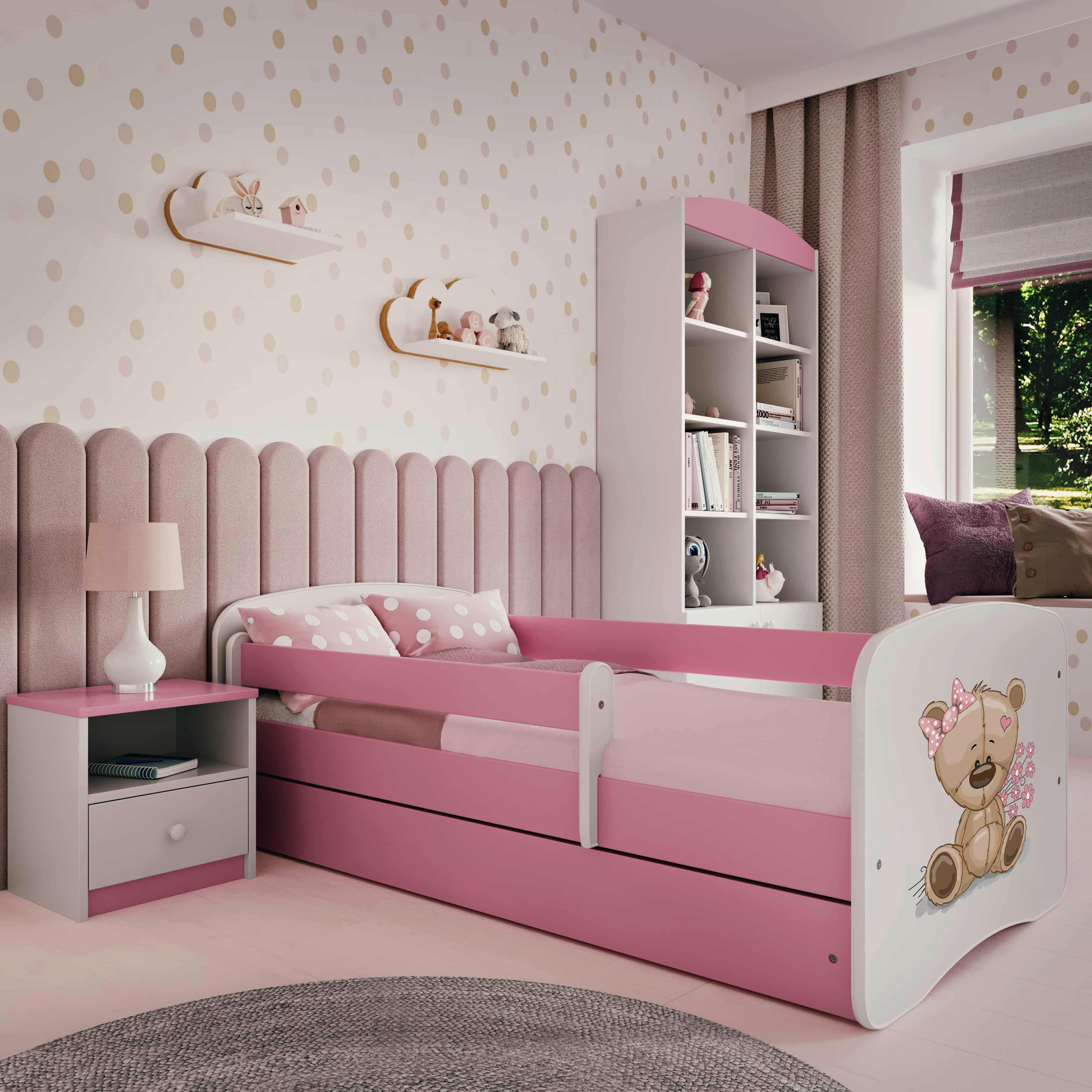 Otroška Postelja Babydreams, Bela, Roza, 80x160cm - pink/bela, Moderno, tekstil/leseni material (80/160cm) - MID.YOU