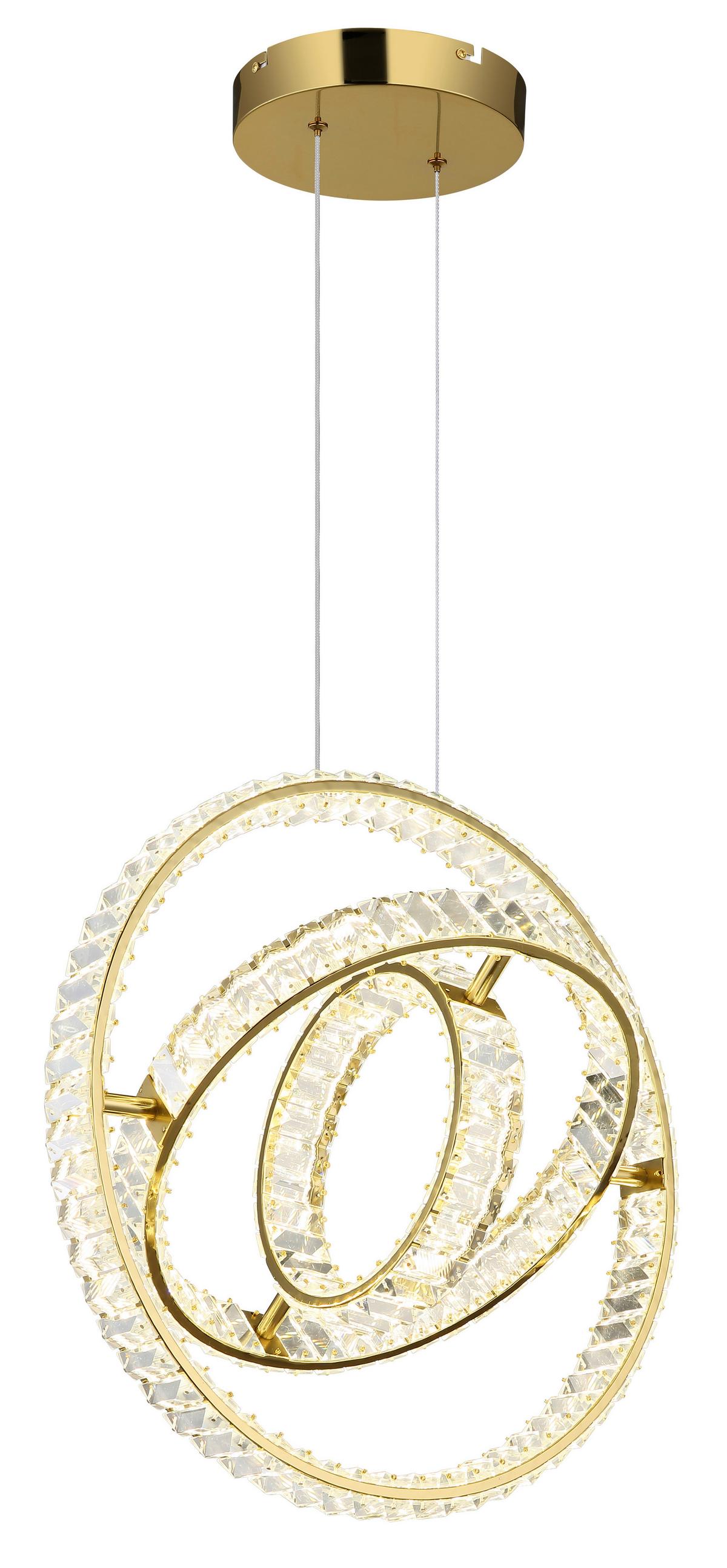 LED-HÄNGELEUCHTE 67339-115G NEIL - Klar/Goldfarben, Design, Glas/Metall (50/40/120cm) - Globo