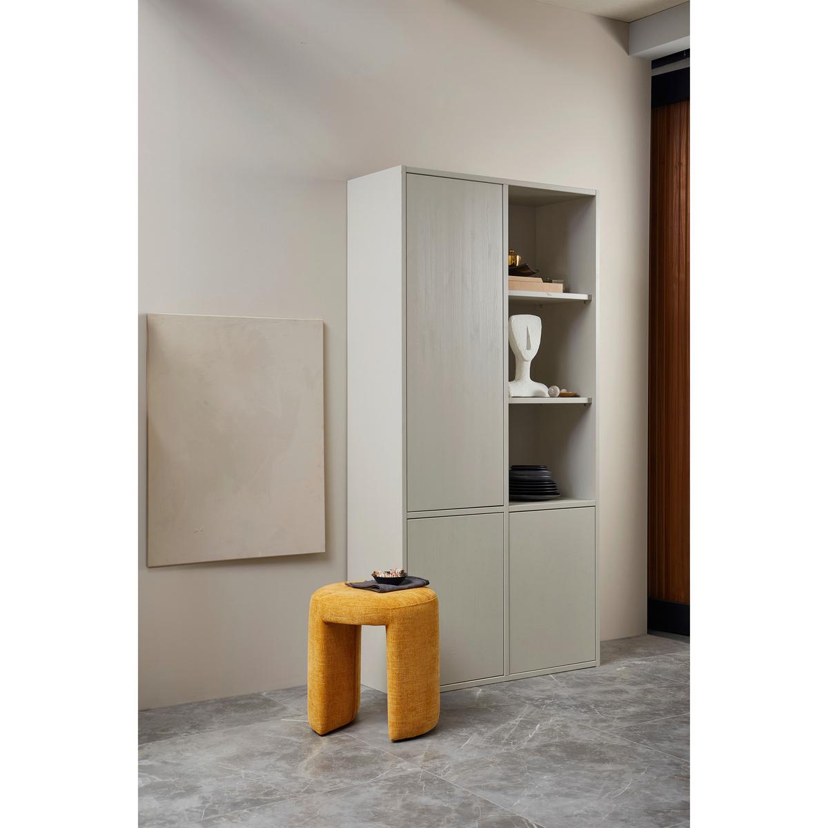 Mehrzweckschrank Merel Grauweiß B: 100 cm - Grauweiß, Design, Holz (100/200/40cm) - Livetastic