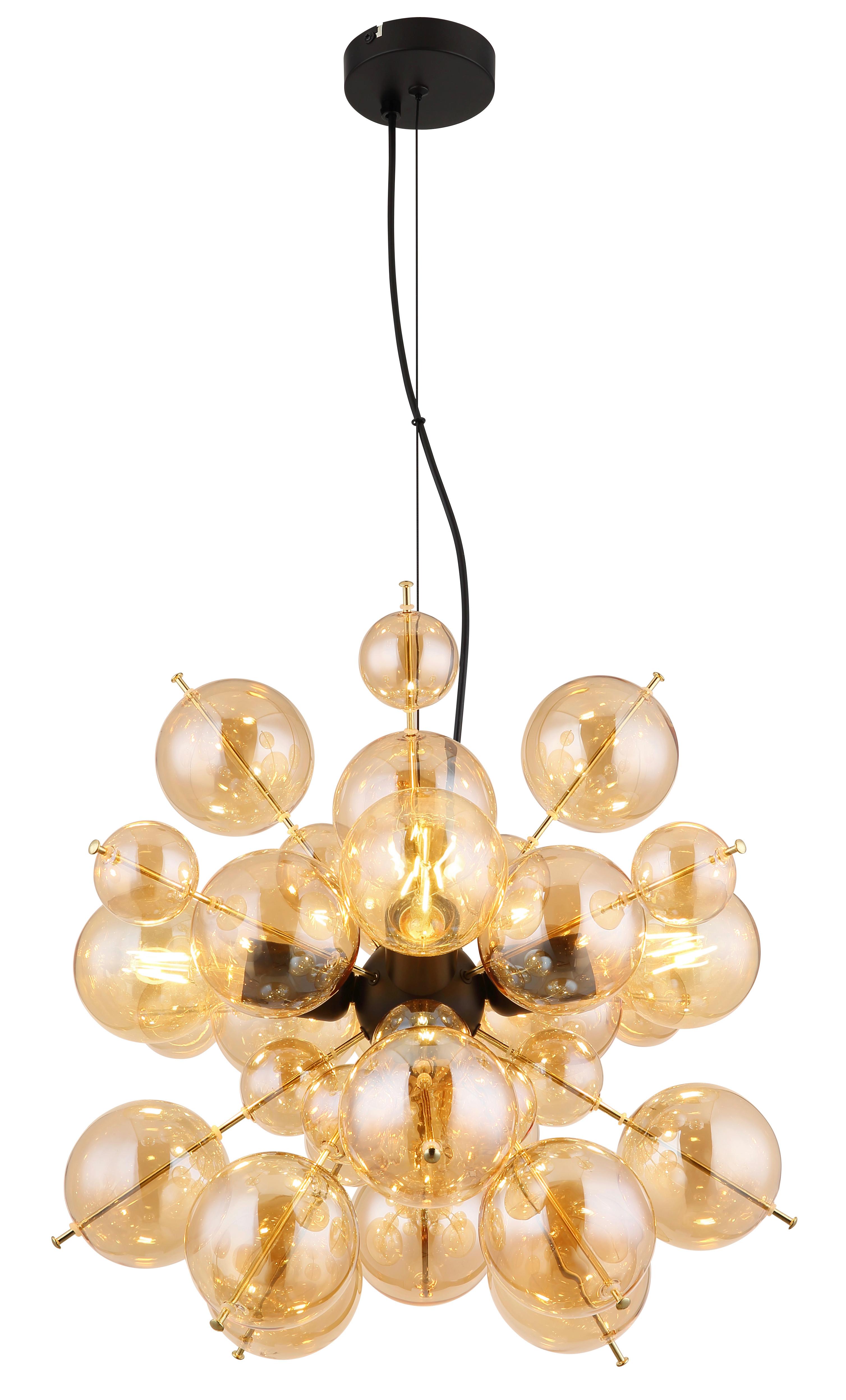 HÄNGELEUCHTE 15633H2A - Goldfarben/Schwarz, Design, Glas/Kunststoff (51,5/120cm) - Globo
