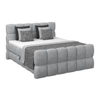 Postelja Boxspring Brisbane, Siva, 160x200 - siva/črna, Trend, kovina/umetna masa (160/200cm) - Premium Living