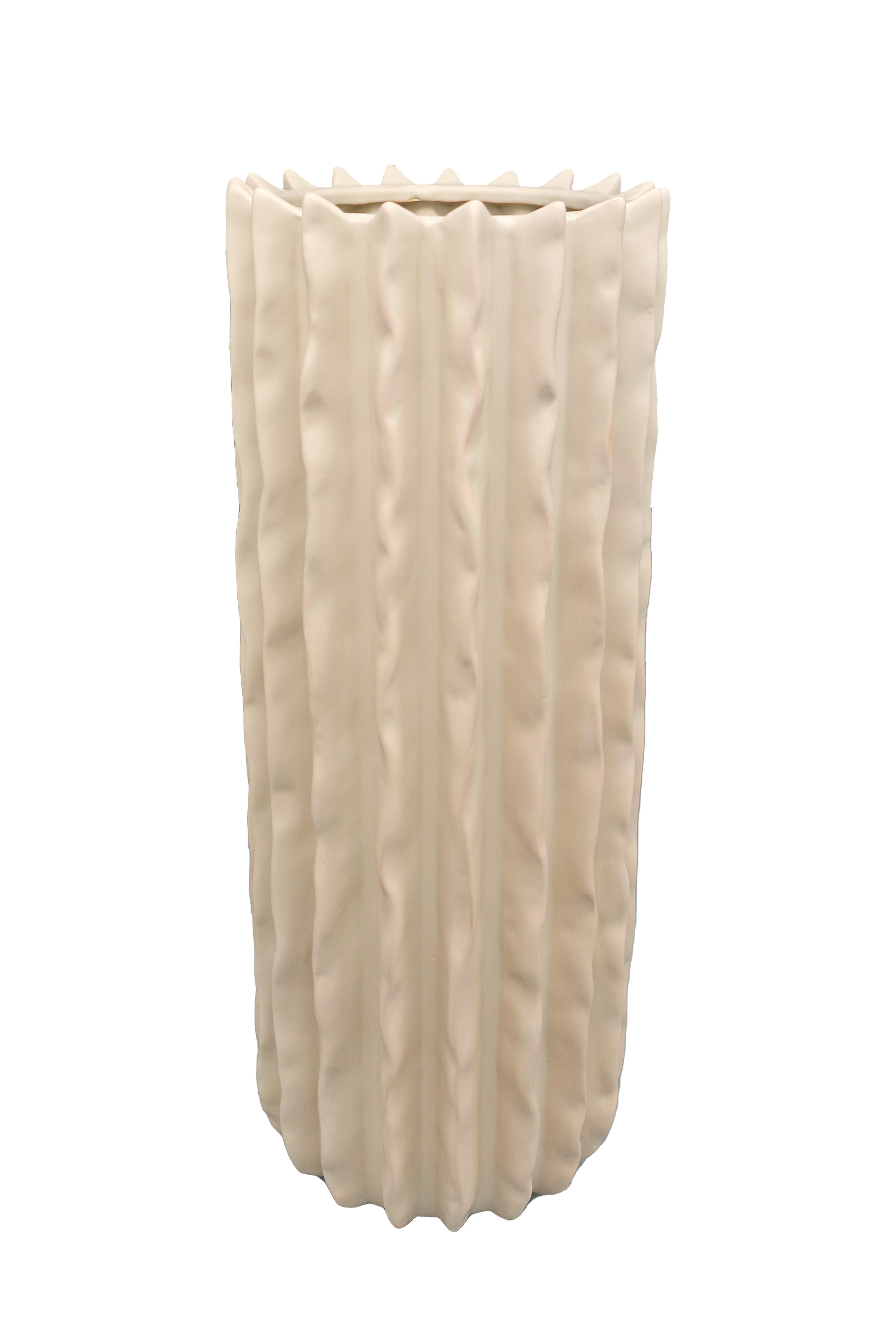 Vase Feline Weiß matt - Weiß, KONVENTIONELL, Keramik (16/40,5cm) - Mömax