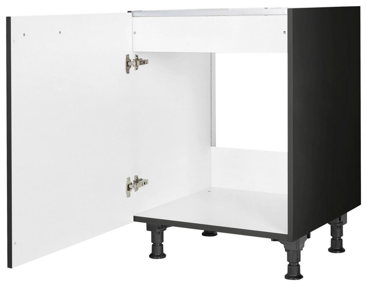 Spülenunterschrank Touch Schwarz - Edelstahlfarben/Schwarz, MODERN, Holzwerkstoff/Metall (60/87/56cm) - Nobilia