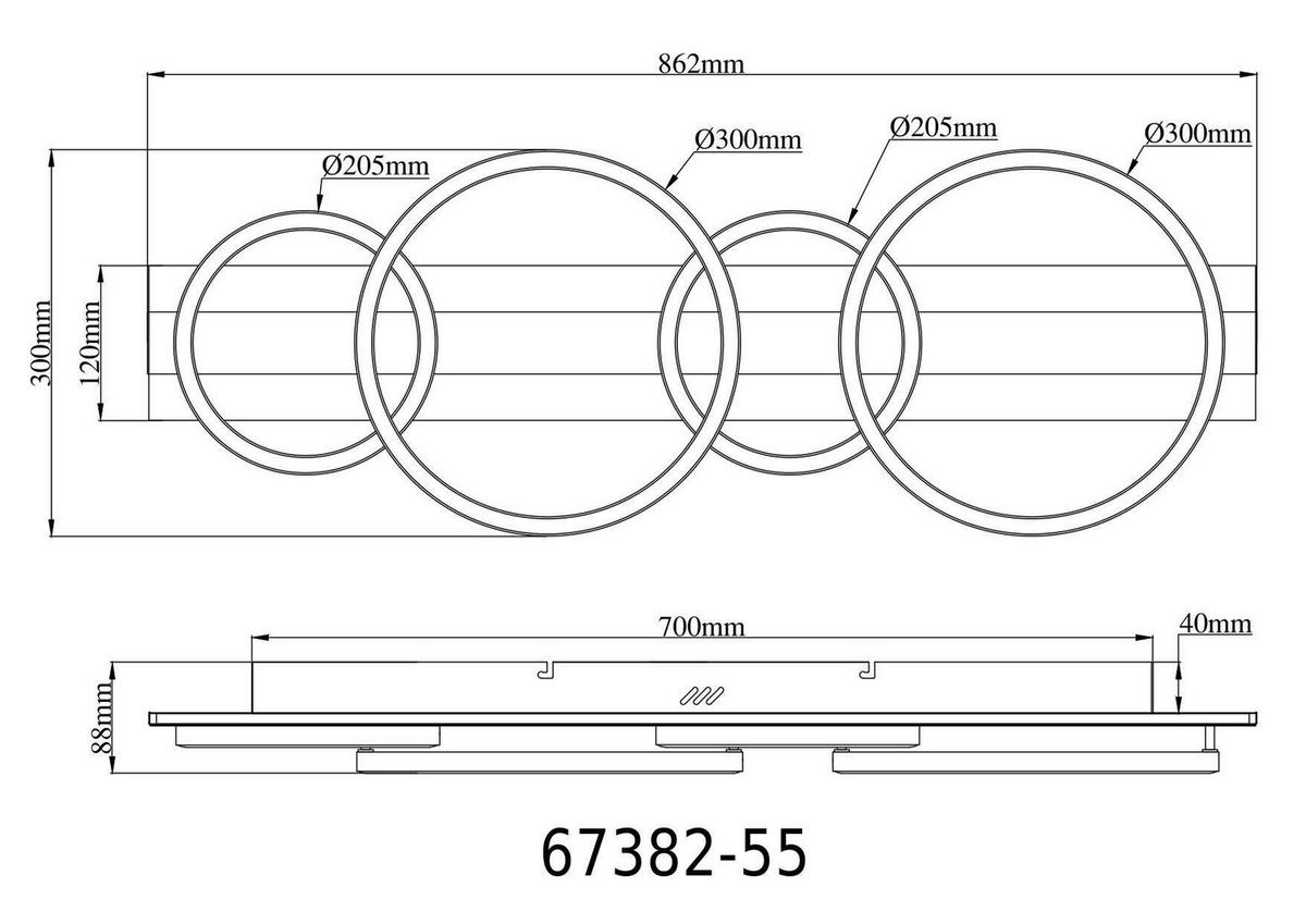 Led Stropna Svjetiljka Norberto - bijela/srebrne boje, Design, metal/plastika (86,2/30/8,8cm) - Globo