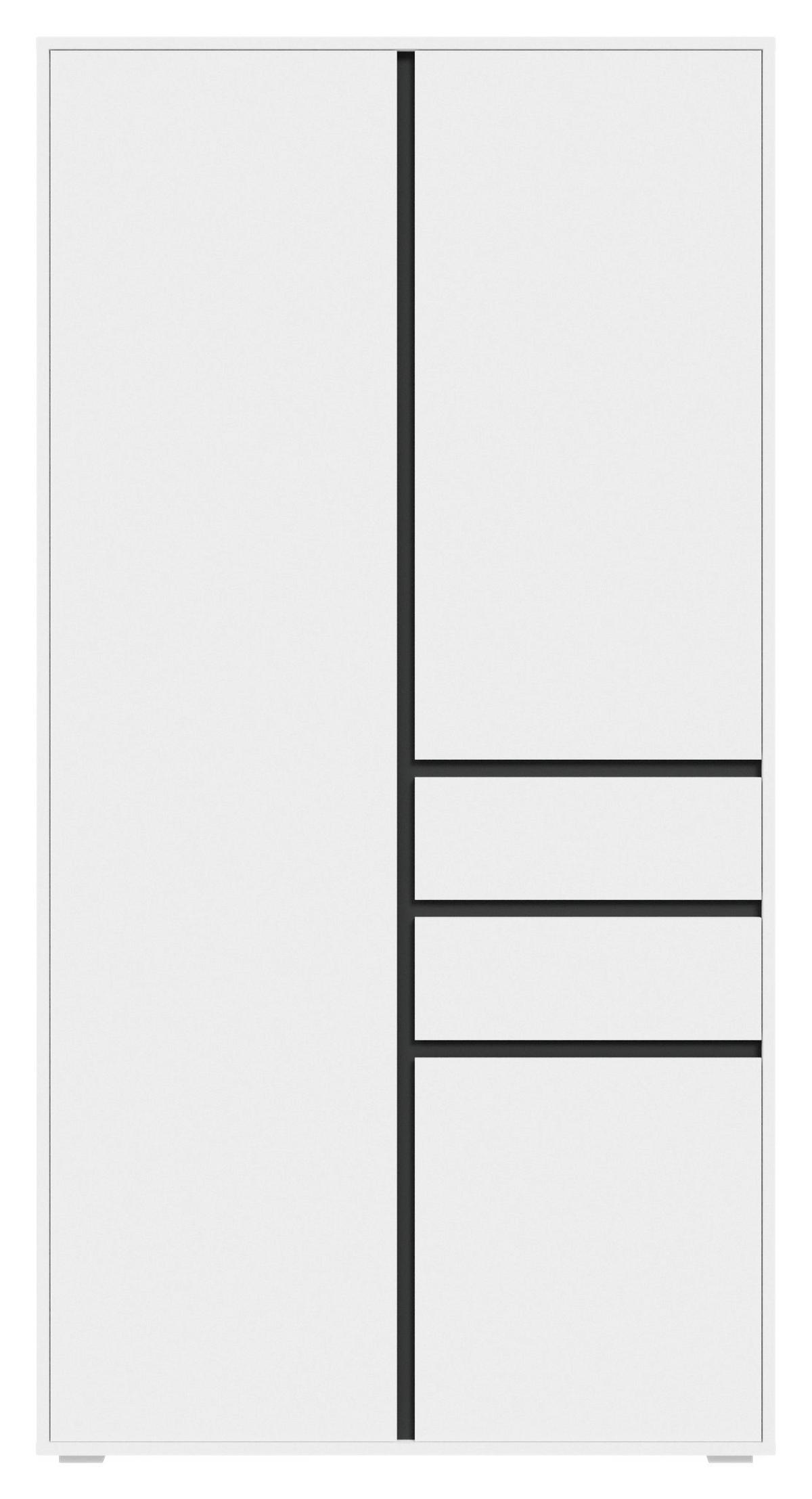 Drehtürenschrank Falun Weiß - Weiß, MODERN, Holzwerkstoff (100/194/56cm) - Livetastic