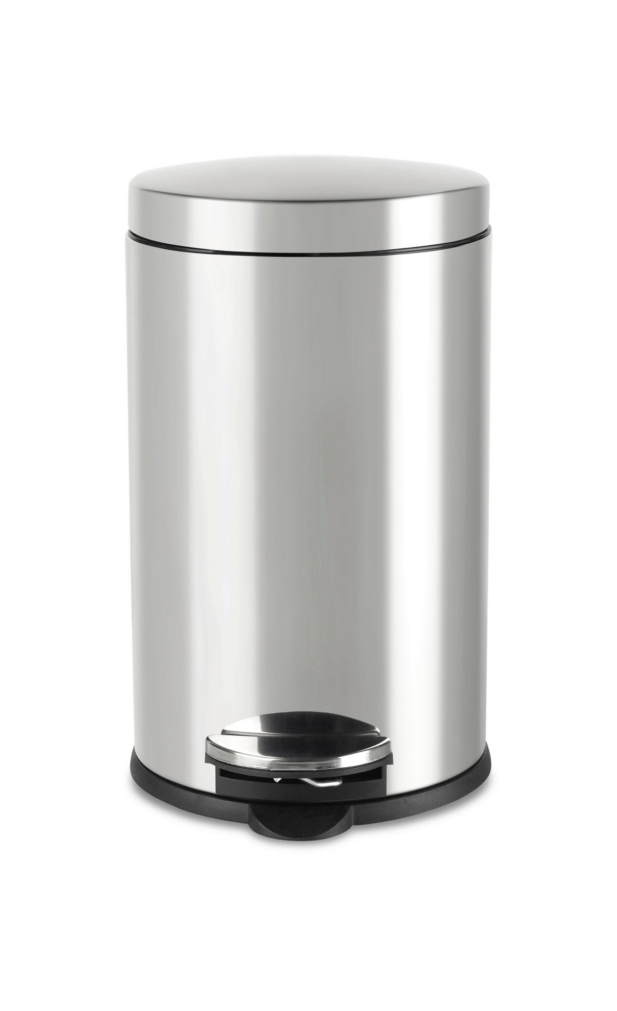 Pedálos Szemetes James - krómszínű/fekete, Konventionell, műanyag/fém (29/47,5cm) - Modern Living