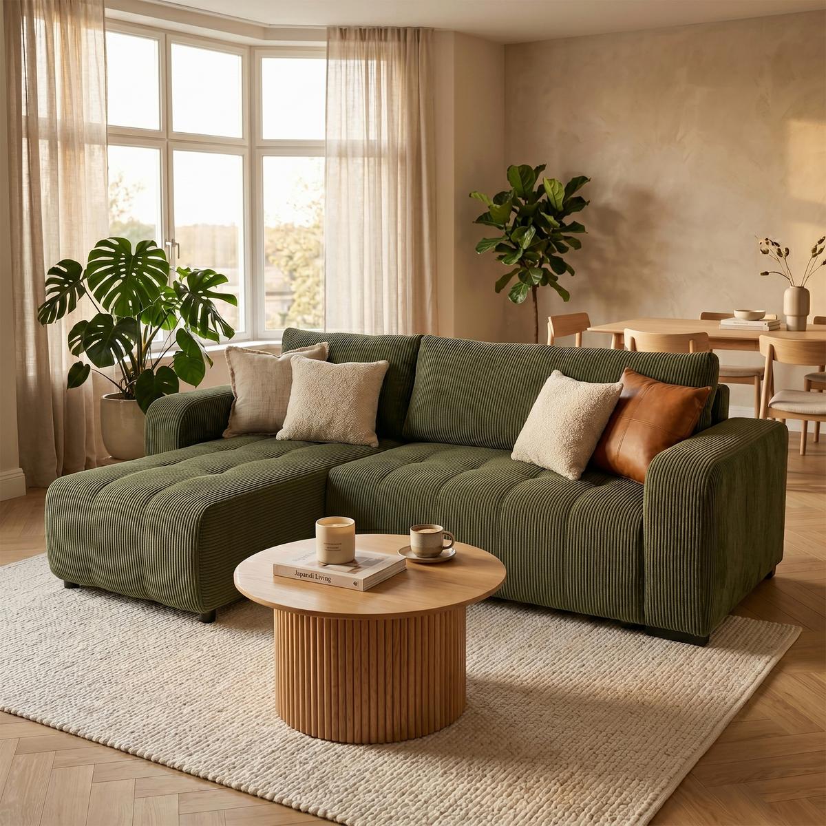 Kutna Garnitura Marseille - zelena/crna, Trend, drvni materijal/drvo (155/240cm)