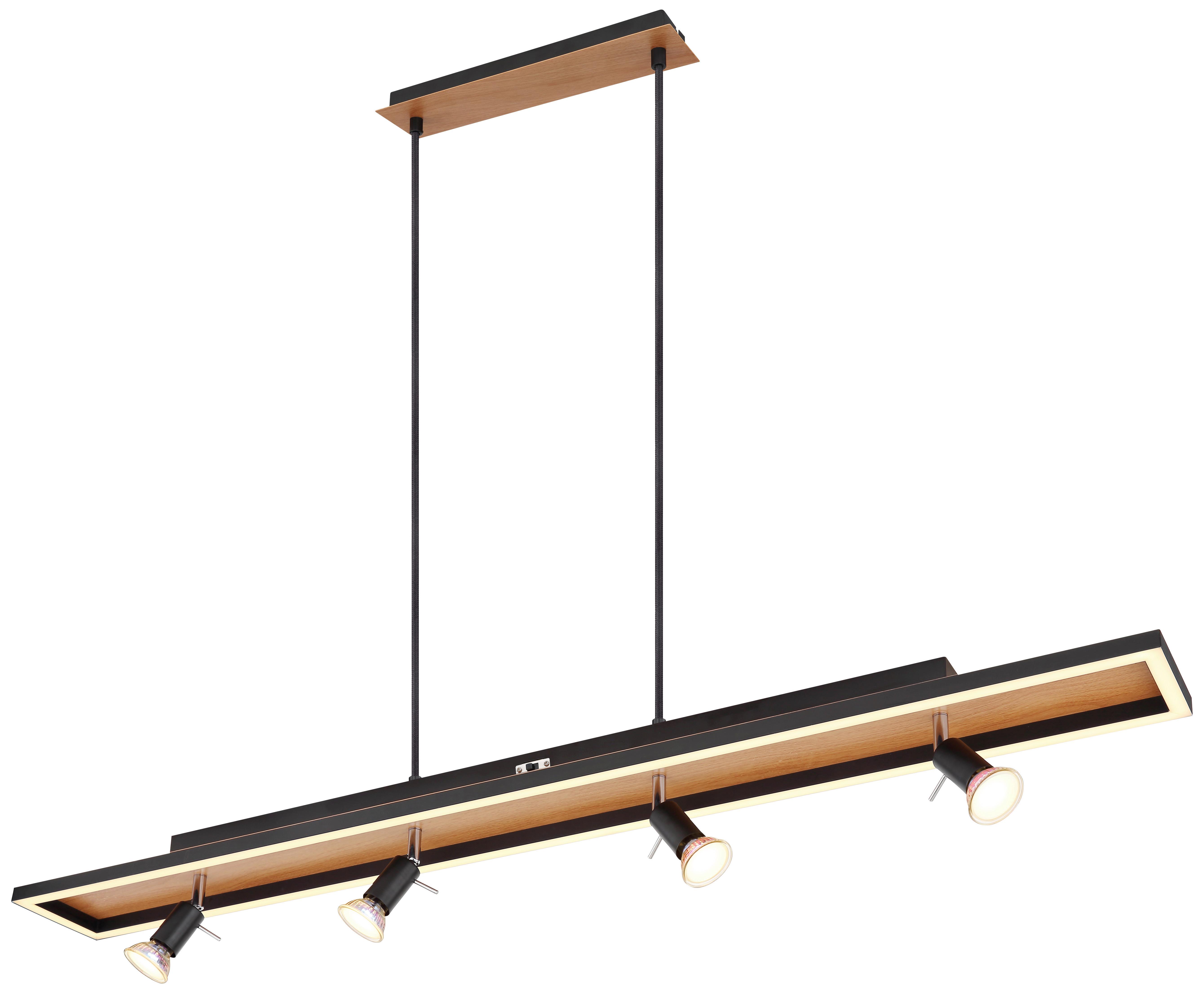 LED-HÄNGELEUCHTE 57034-4H L: 116 CM - Opal/Schwarz, Basics, Kunststoff/Metall (116/12/120cm) - Globo