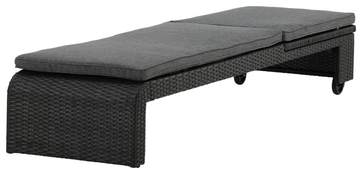 Sonnenliege London ca. 60x32x196 cm Schwarz - Schwarz, KONVENTIONELL, Kunststoff (60/32/196cm) - Gardenson