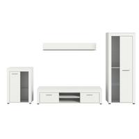 Ansamblu mobilier camera de zi JAM - alb, Design, sticlă/material pe bază de lemn (310/169/35cm) - Modern Living