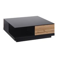 Klubska Mizica Nevio, S Steklom, Črna, Hrast - črna/barve hrasta, Moderno, steklo (85/85/30cm) - Bessagi Home